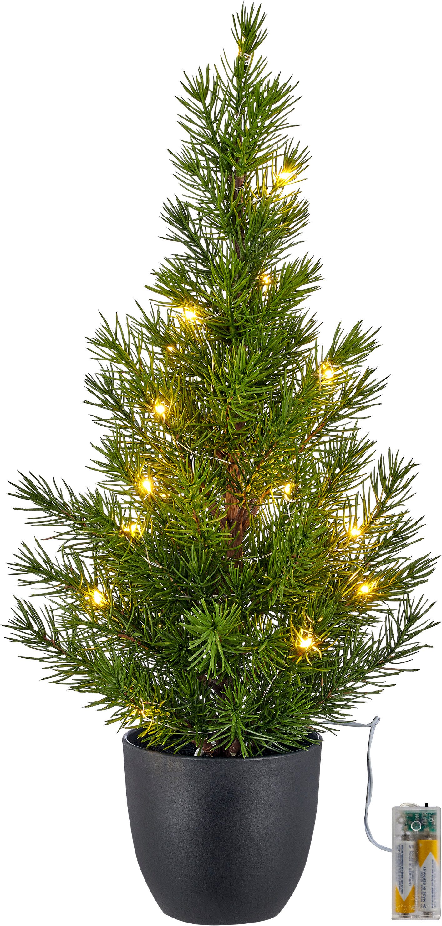 OTTO home Künstlicher Weihnachtsbaum Tannenbäumchen im Topf, 52 oder 68cm hoch, mit LED-Beleuchtung und Timer Funktion