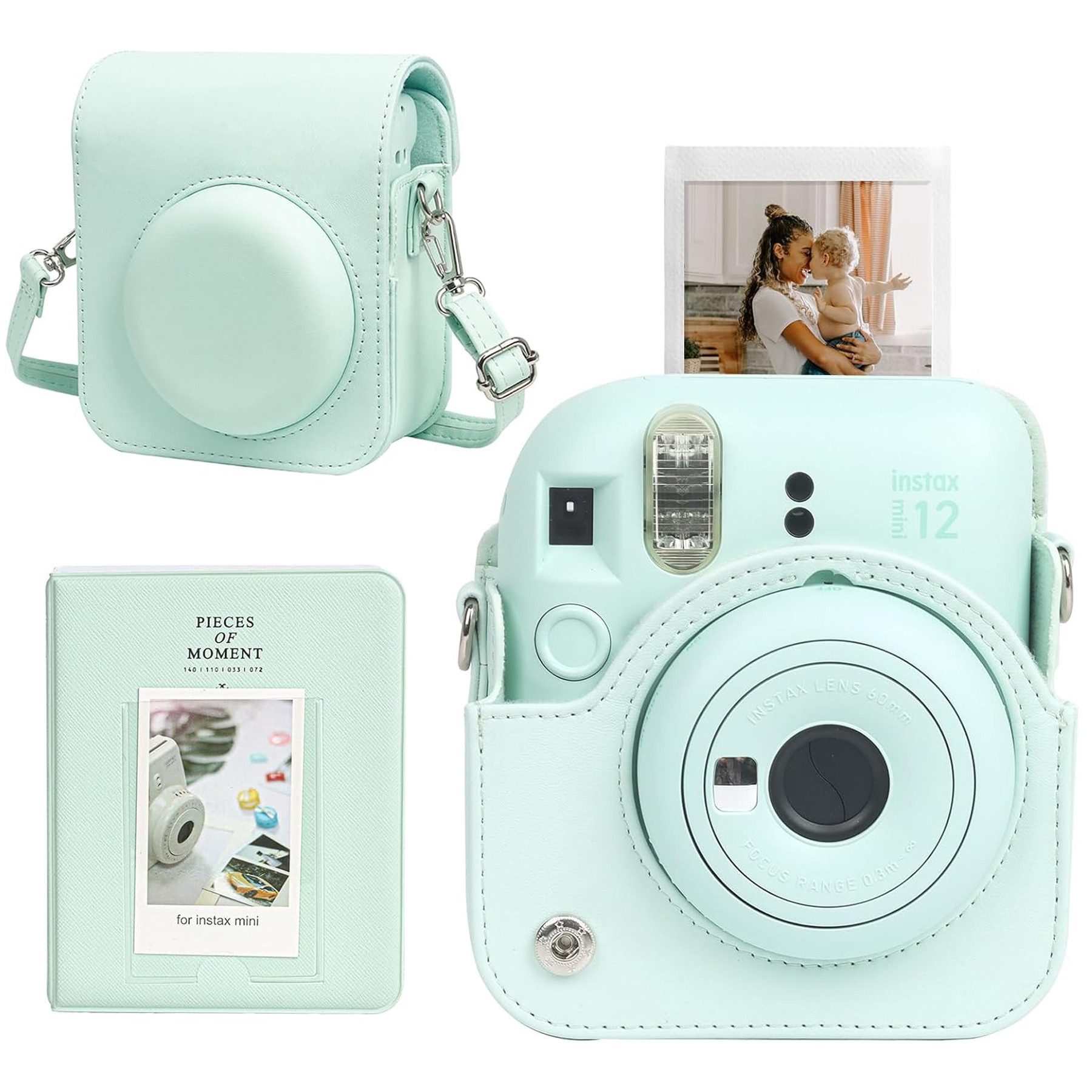 Mutig Kameratasche mini Camera Tasche,Kompatibel mit Fujifilm Instax Mini 12 Kameratasche (Kamera Tasche Ästhetisch Kunstleder Hülle, für Sofortbildkamera Tasche)