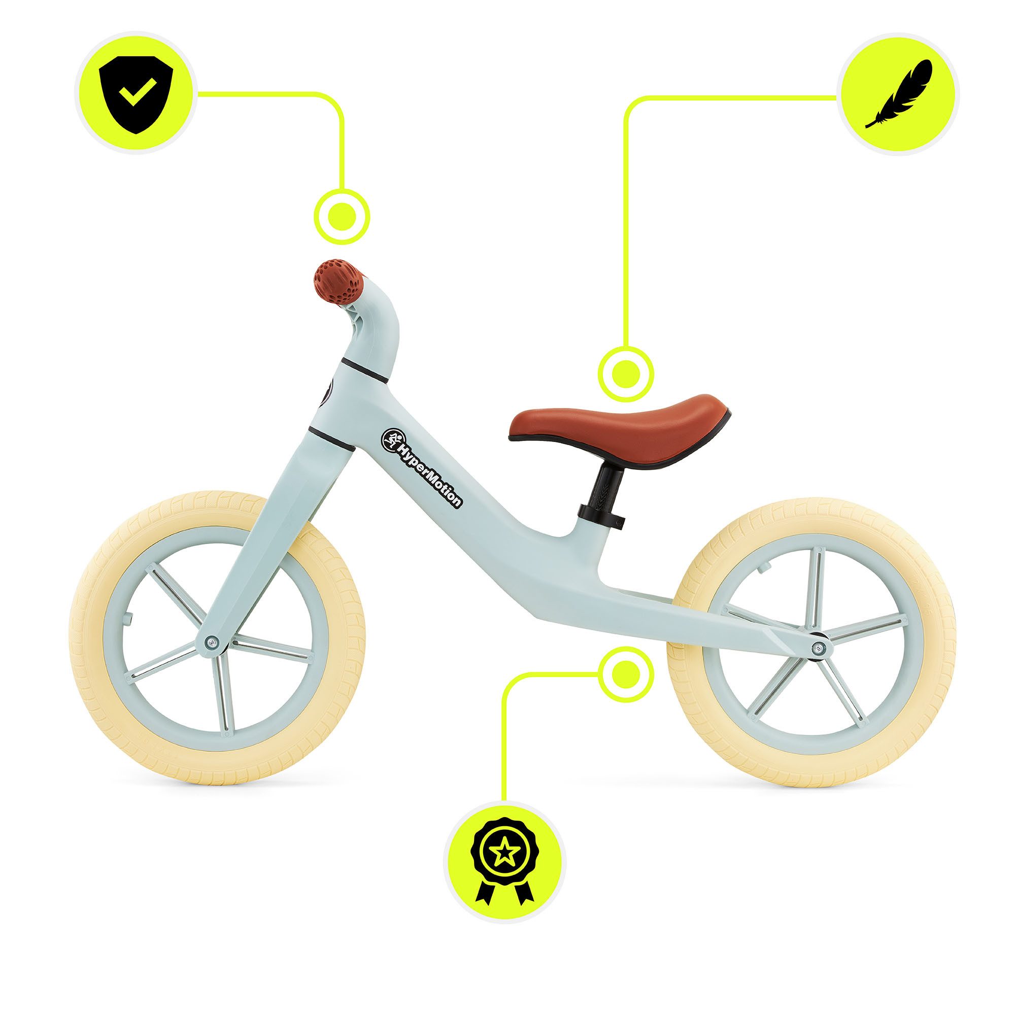 HyperMotion Balance Scooter Kinderlaufrad Marcelo – Retro-Design, Höhenverstellbar, Pannensicher, 0 km/h – Bild 5 von 5