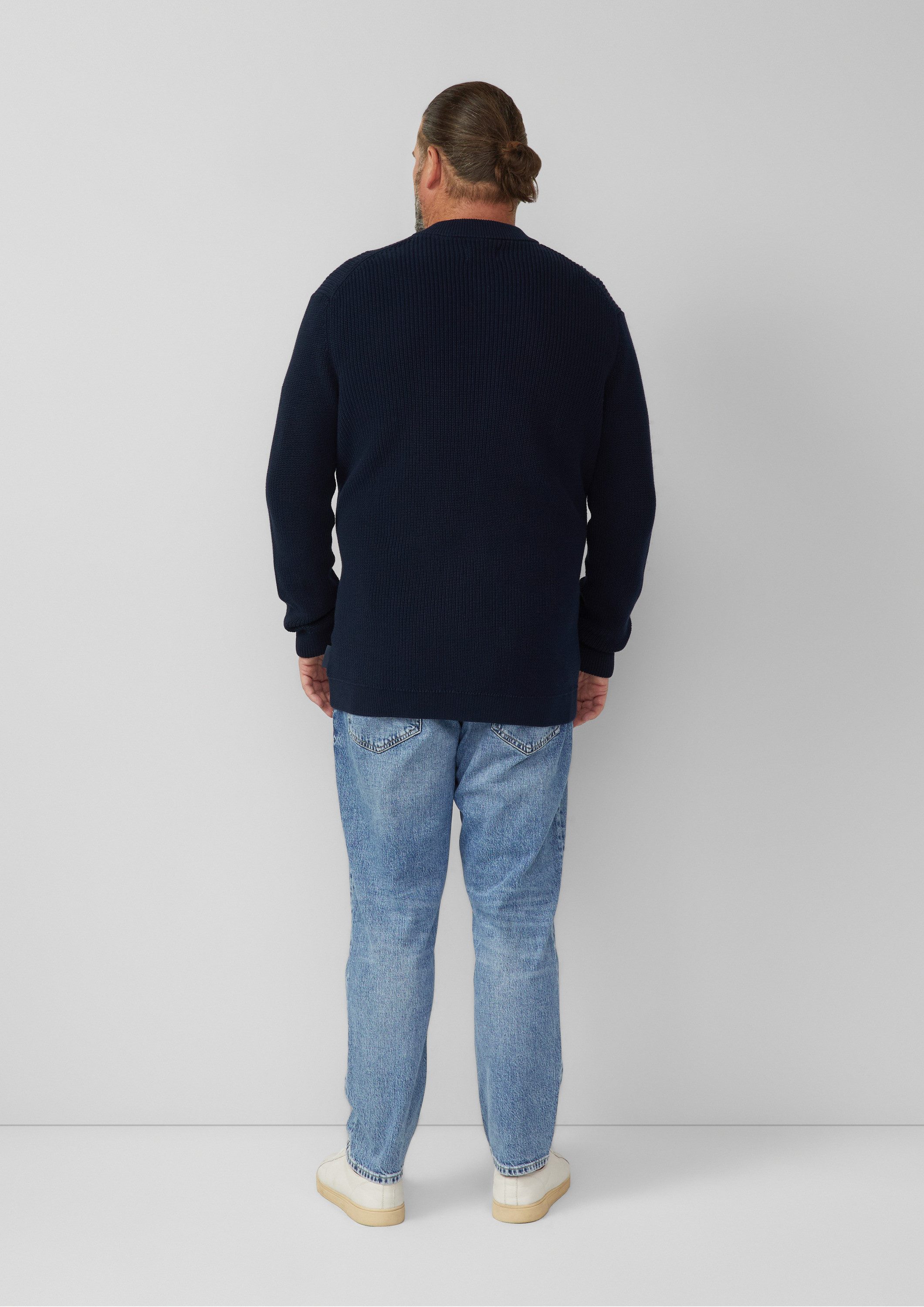 s.Oliver Cardigan Strickpullover Strickjacke mit Bomberkragen und Zwei-Wege-Reißverschluss