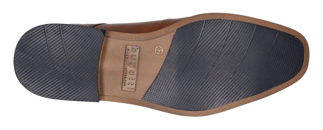 bugatti Schnürschuh Anzugschuh, Business Schuh mit Logoschriftzug mit feinem Blockabsatz