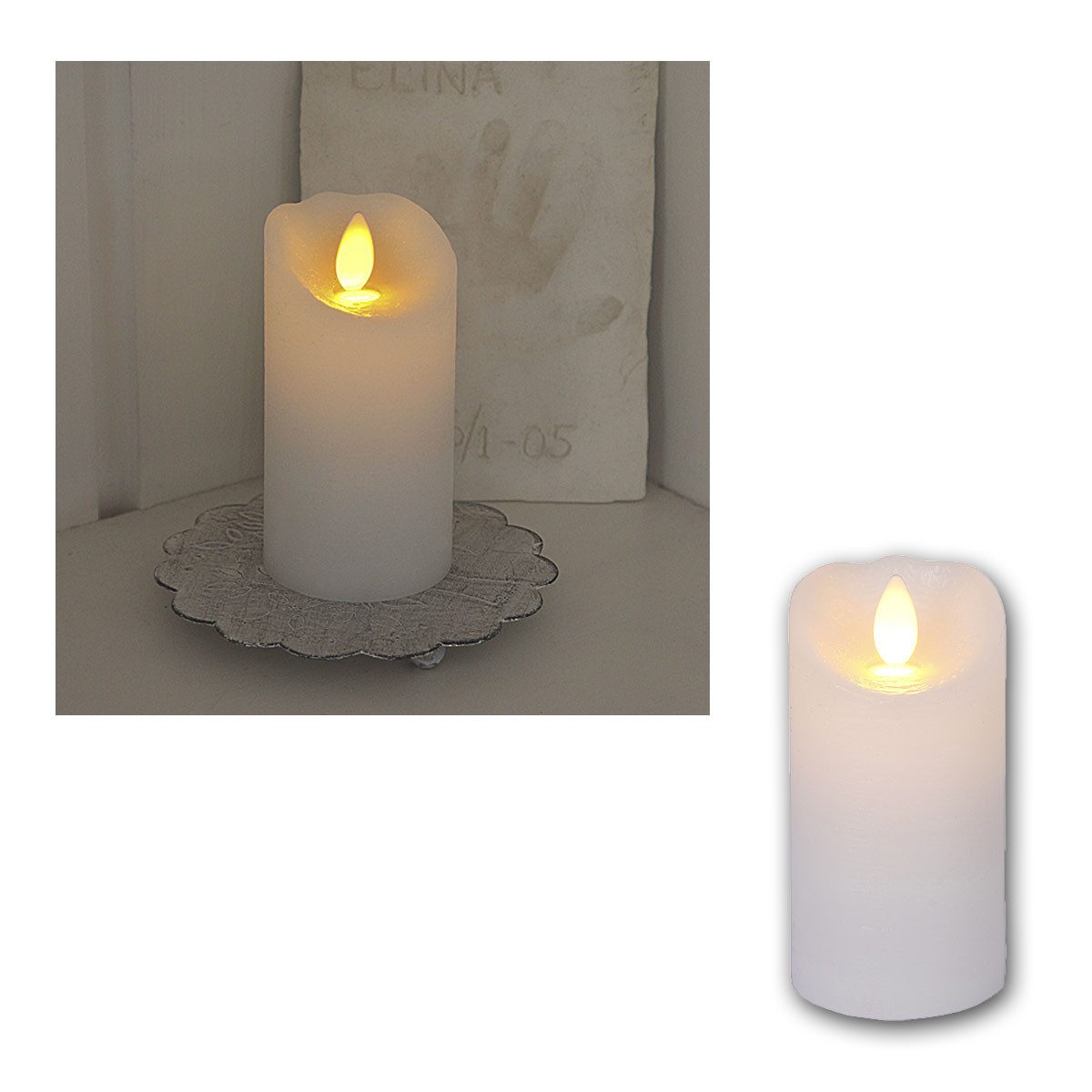 STAR TRADING LED-Kerze LED-Wachskerze "Glow Flame",10cm, Kerze mit Timer