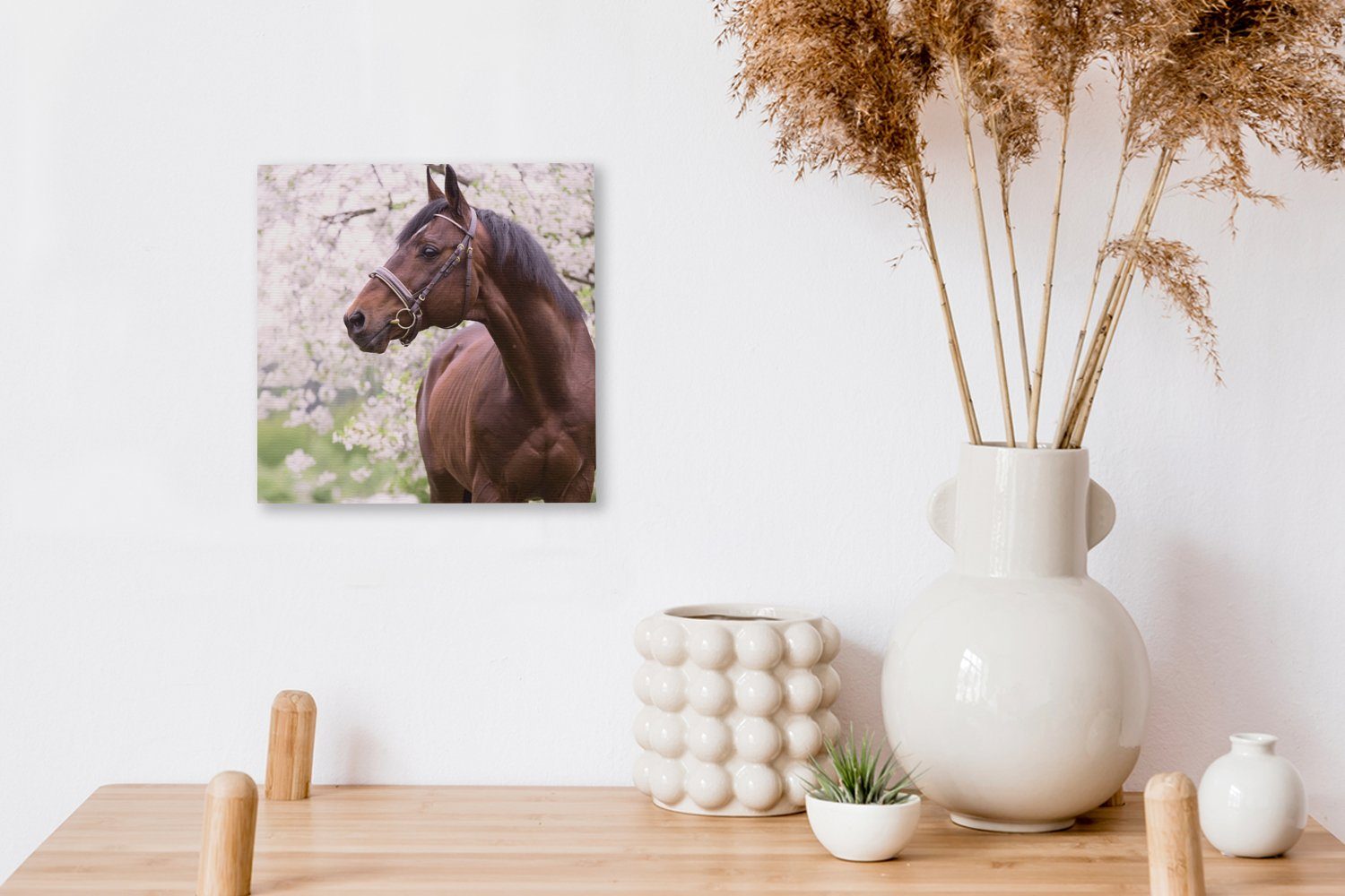 (1 Pferd St), OneMillionCanvasses® Leinwandbild Halfter, Leinwand Wohnzimmer für Sakura Schlafzimmer Bilder - -