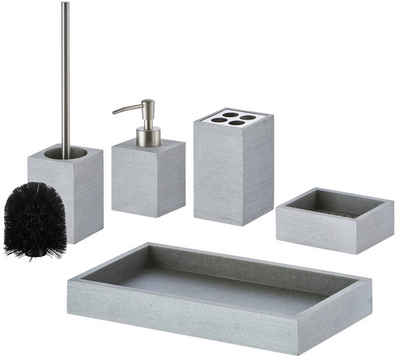 welltime Badaccessoire-Set »Alva«, 5 tlg., Umfangreiches Set aus Polyresin, inkl. Ersatzbürstenkopf für WC-Bürste