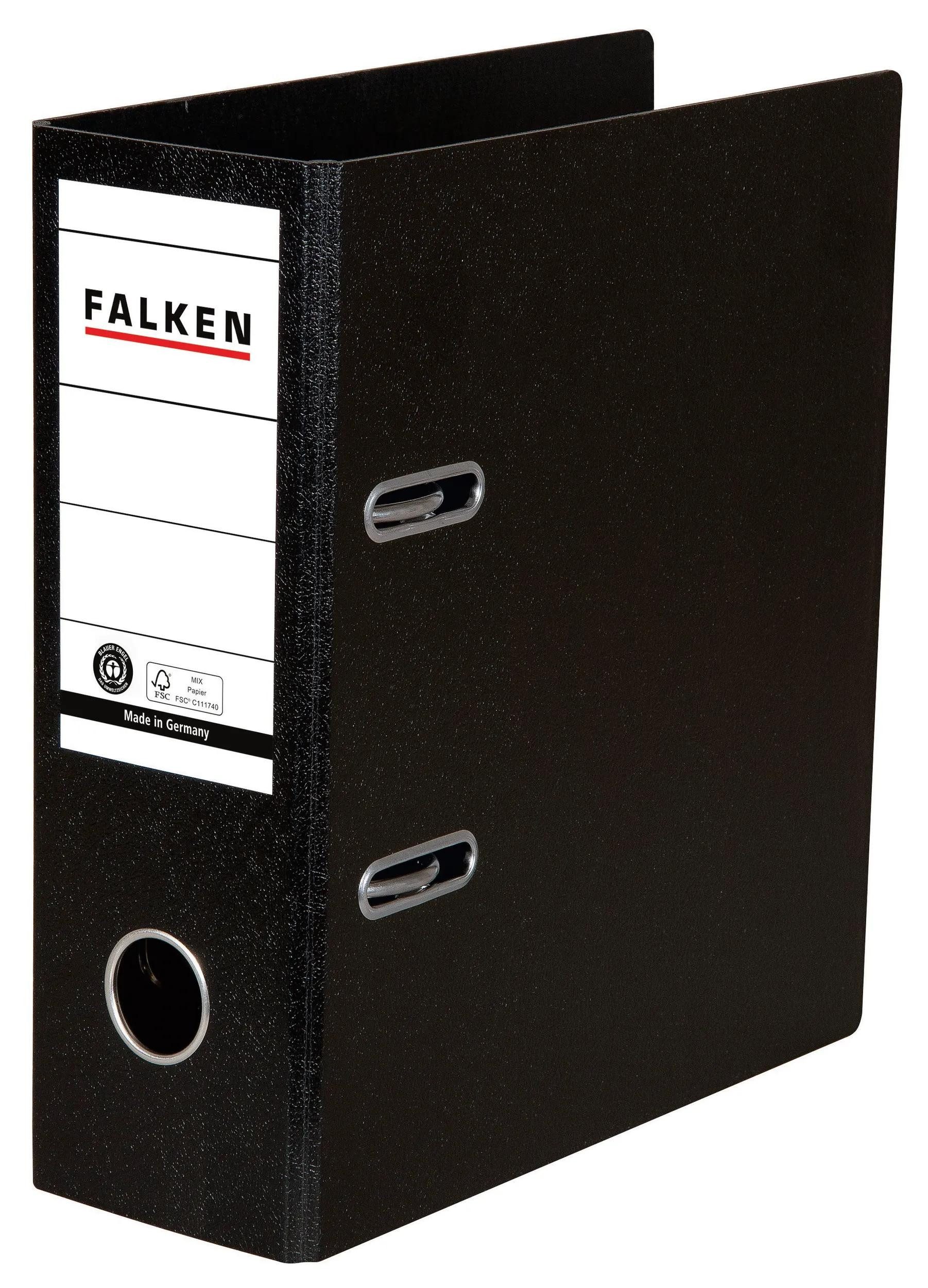 Falken Aktenordner 20x Ordner A5 hoch Hartpappe, Rücken 80mm - Schwarz - 11285830F