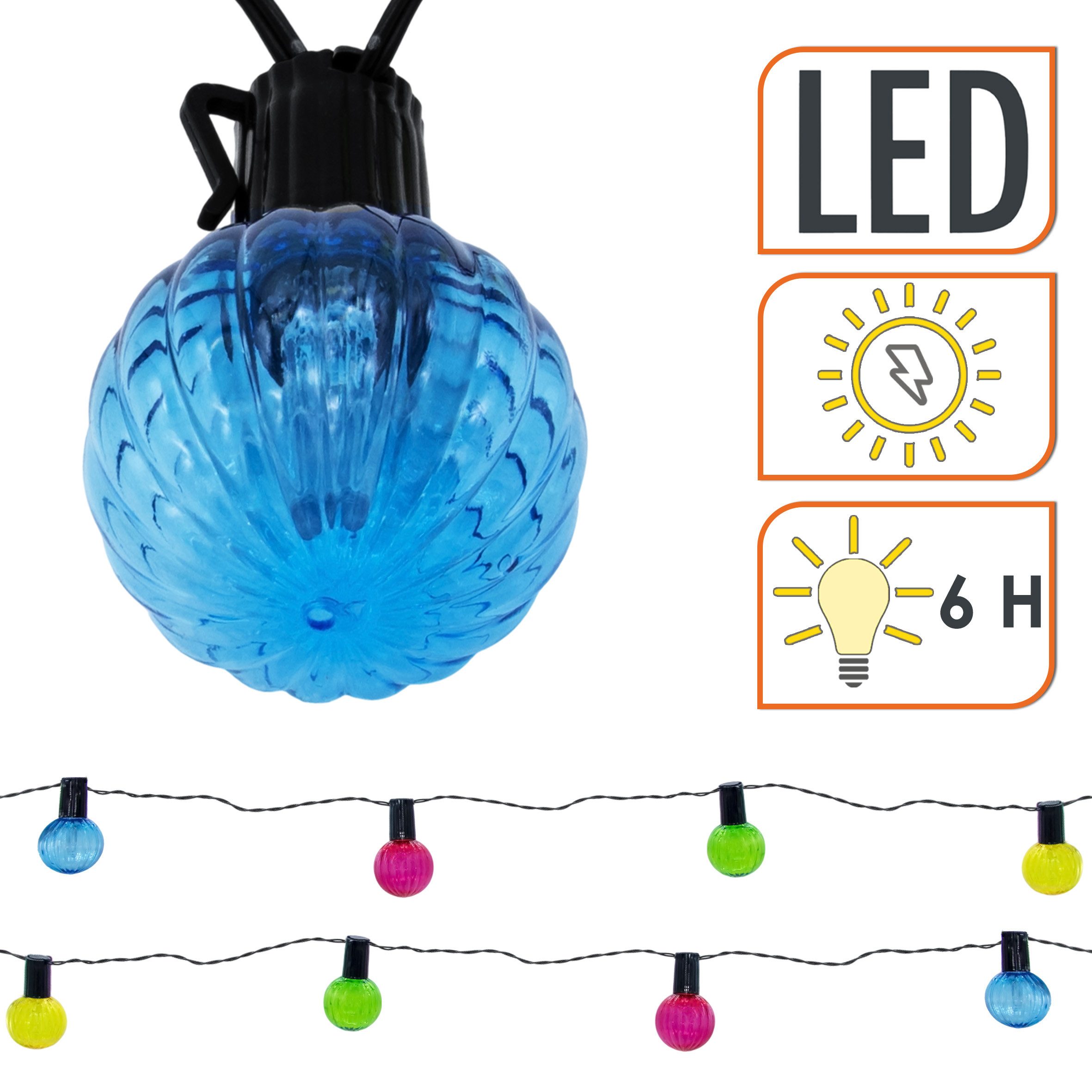 Spetebo LED Dekolicht Solar Lichterkette mit 20 Glühbirnen, solarbetrieben, LED, warm weiß, Party Lichterkette für den Garten