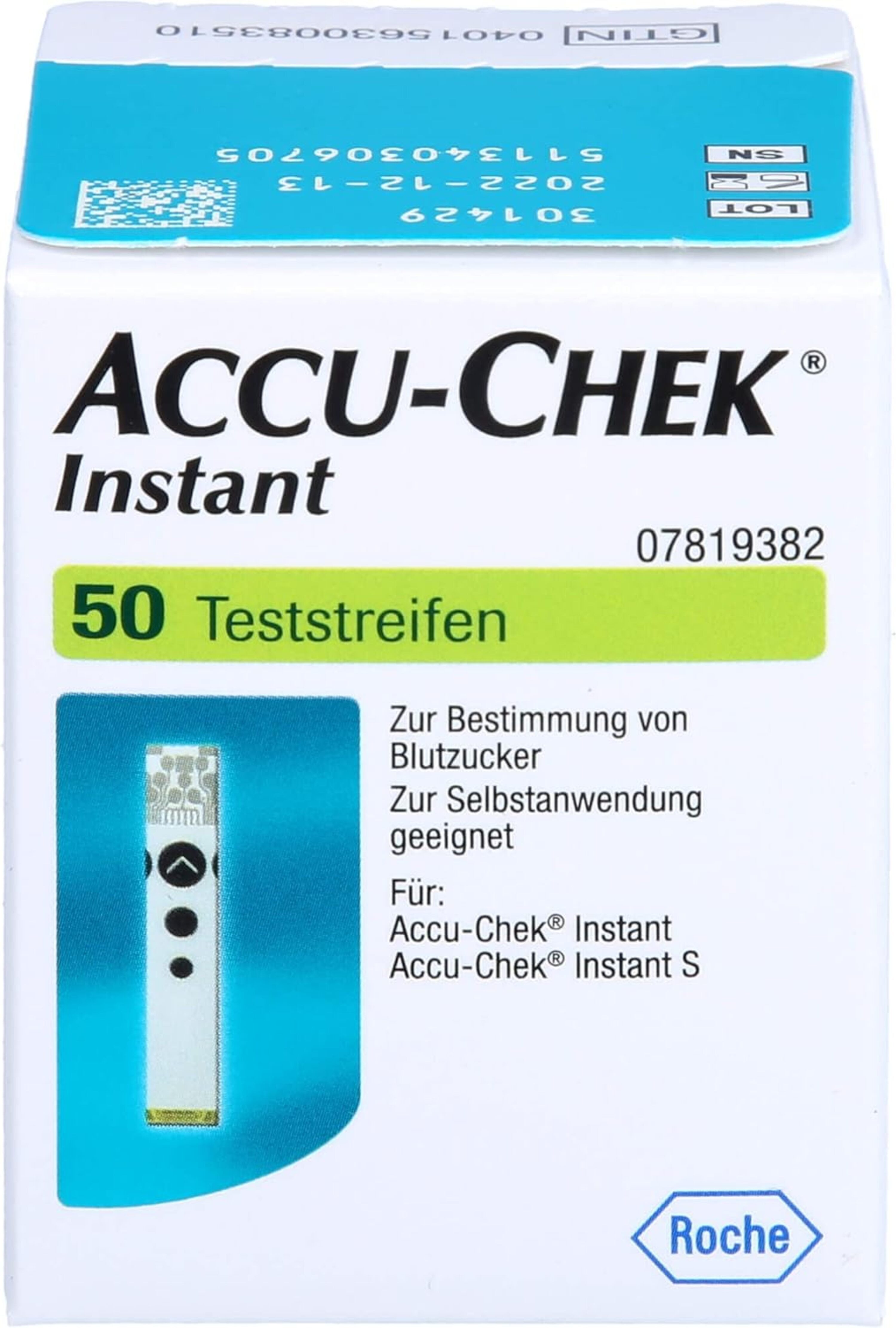 Roche Blutzucker-Teststreifen ACCU-CHEK® Instant Teststreifen, Spar-Packung mit, 50-tlg., Blutzuckerüberwachung, Diabeteskontrolle