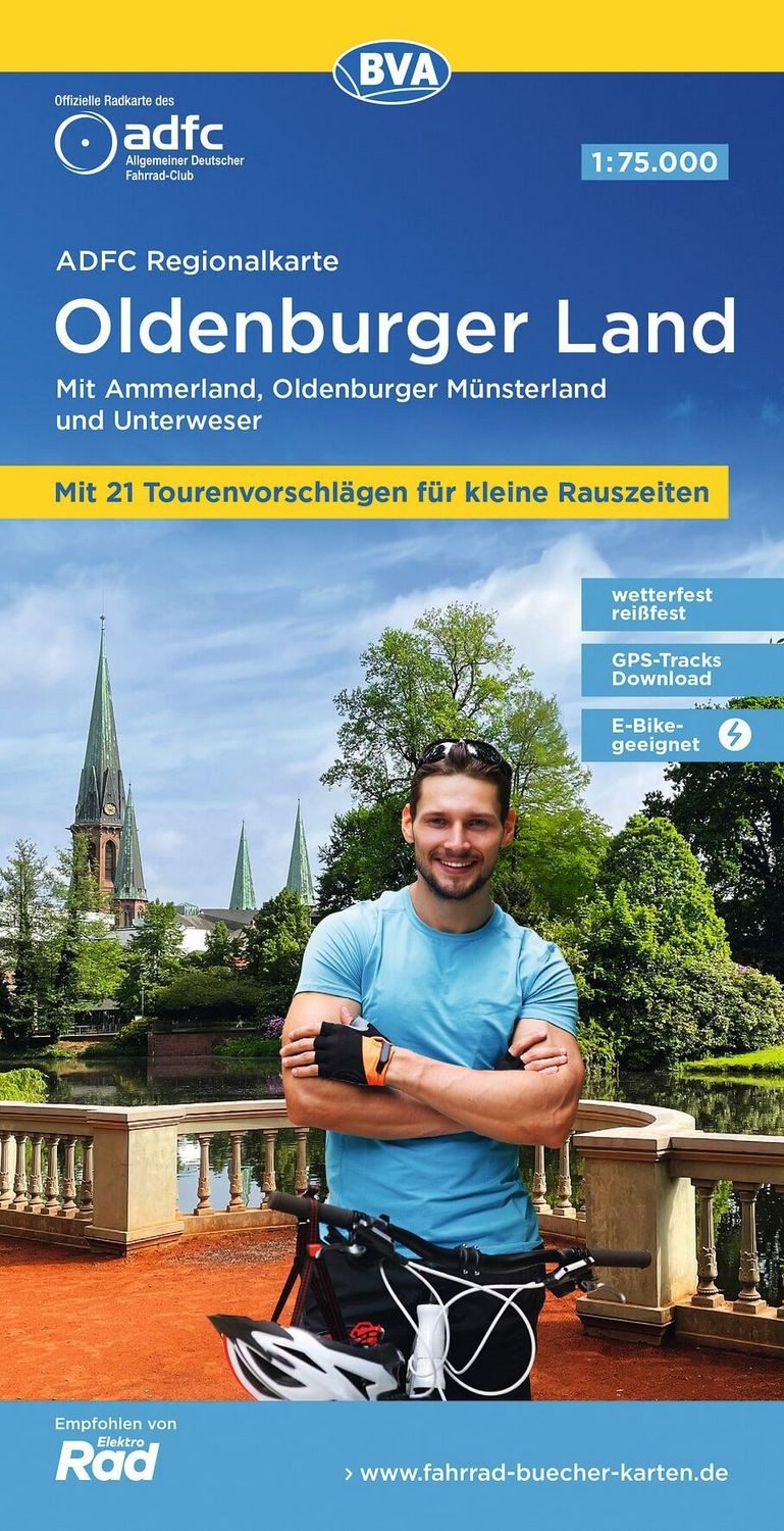 BVA ADFC Regionalkarte Oldenburger Land, mit Knotenpunkten 1:75.000 mi / diverse, mit Tagestourenvorschlägen, reiß- und wetterfest, E-Bike-geeignet, GPS-Tracks Download, Mit Ammerland, Oldenburger Münsterland und Unterweser
