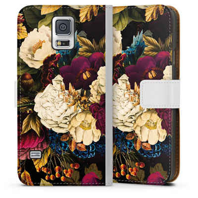 DeinDesign Handyhülle Vintage Blumen Muster Dark Vintage Flowers, Samsung Galaxy S5 Neo Hülle Handy Flip Case Wallet Cover