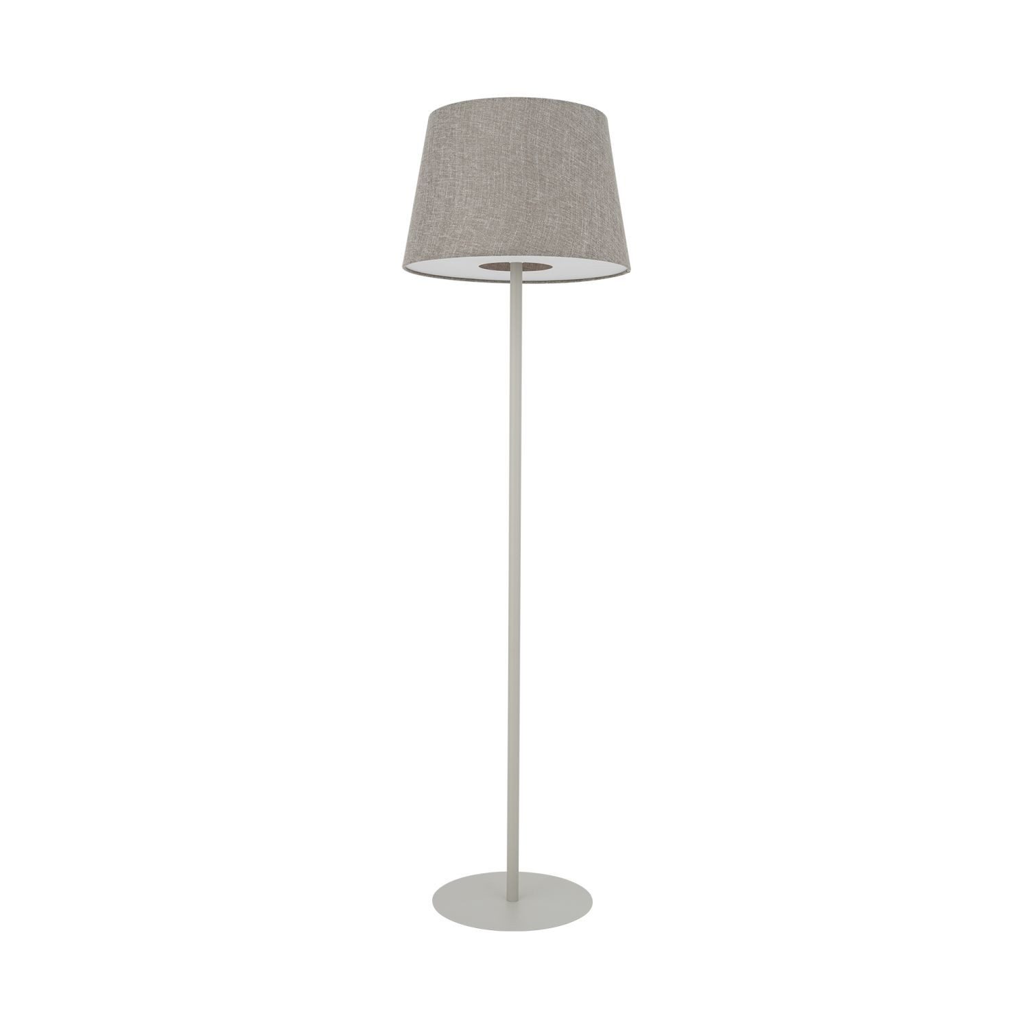 Licht-Erlebnisse Stehlampe LARANOL, ohne Leuchtmittel, Metall Stoff E27 163 cm hoch Beige Seidengrau rund Modern