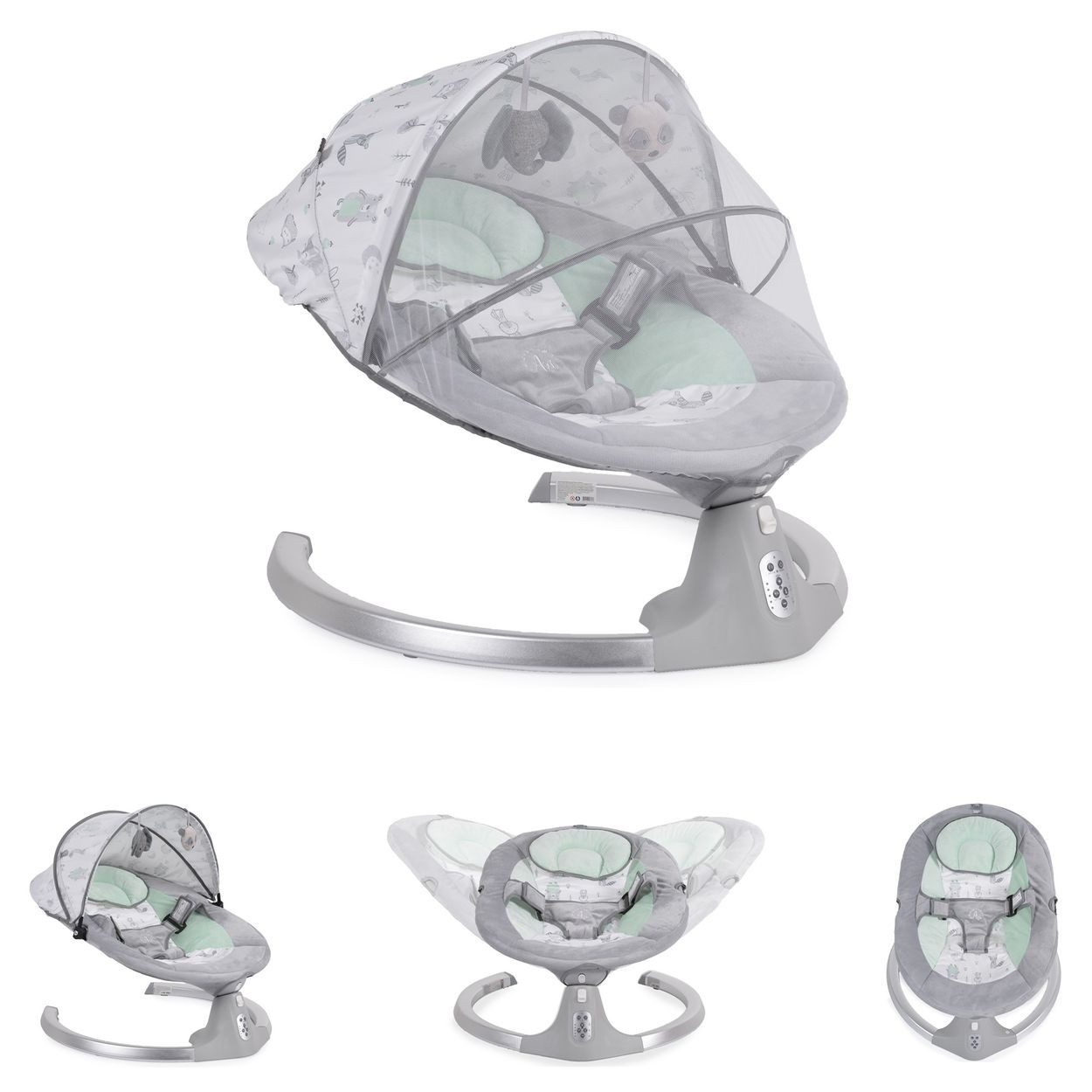 Cangaroo Babywippe Ari, Bluetooth, 5 Schaukelgeschwindigkeiten, Moskitonetz, 3-Punkt-Gurt