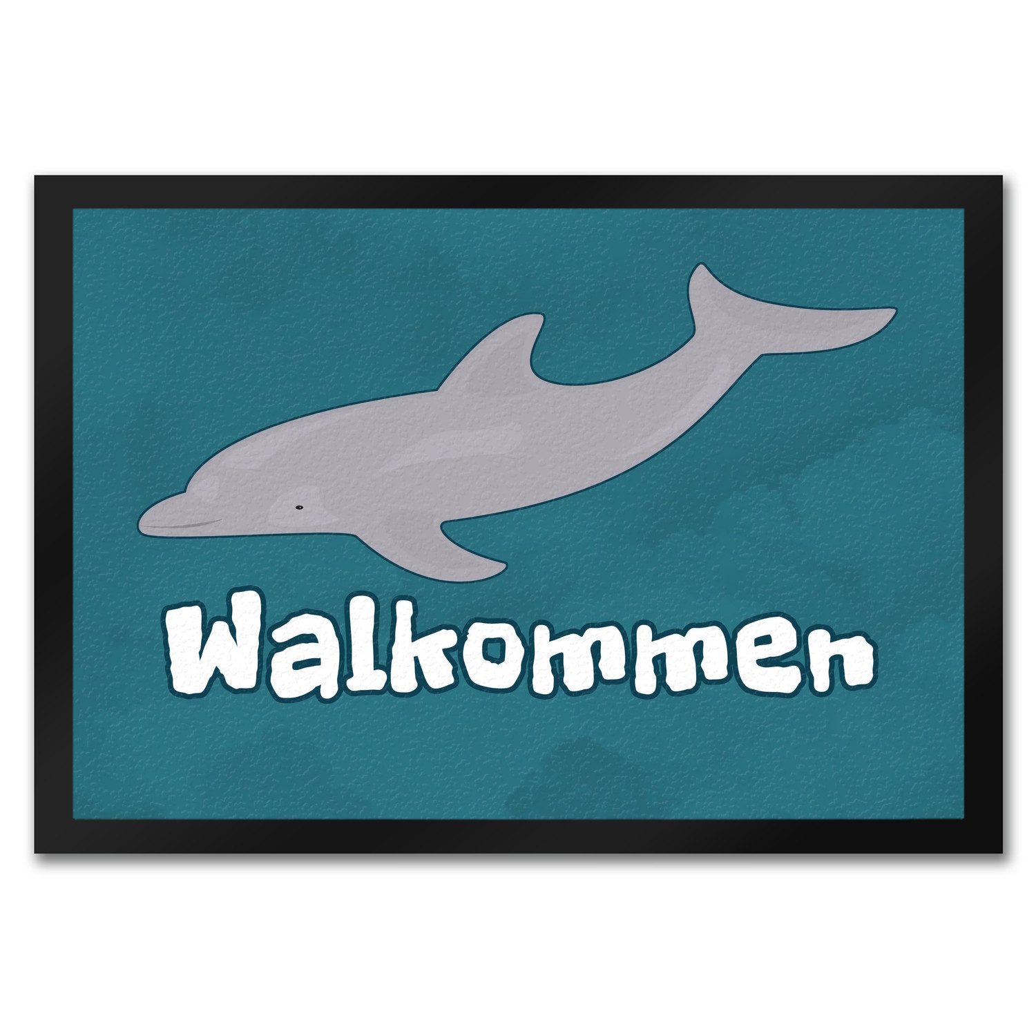 Fußmatte Delfin Fußmatte in 35x50 cm mit Ozeanmotiv und Spruch Walkommen