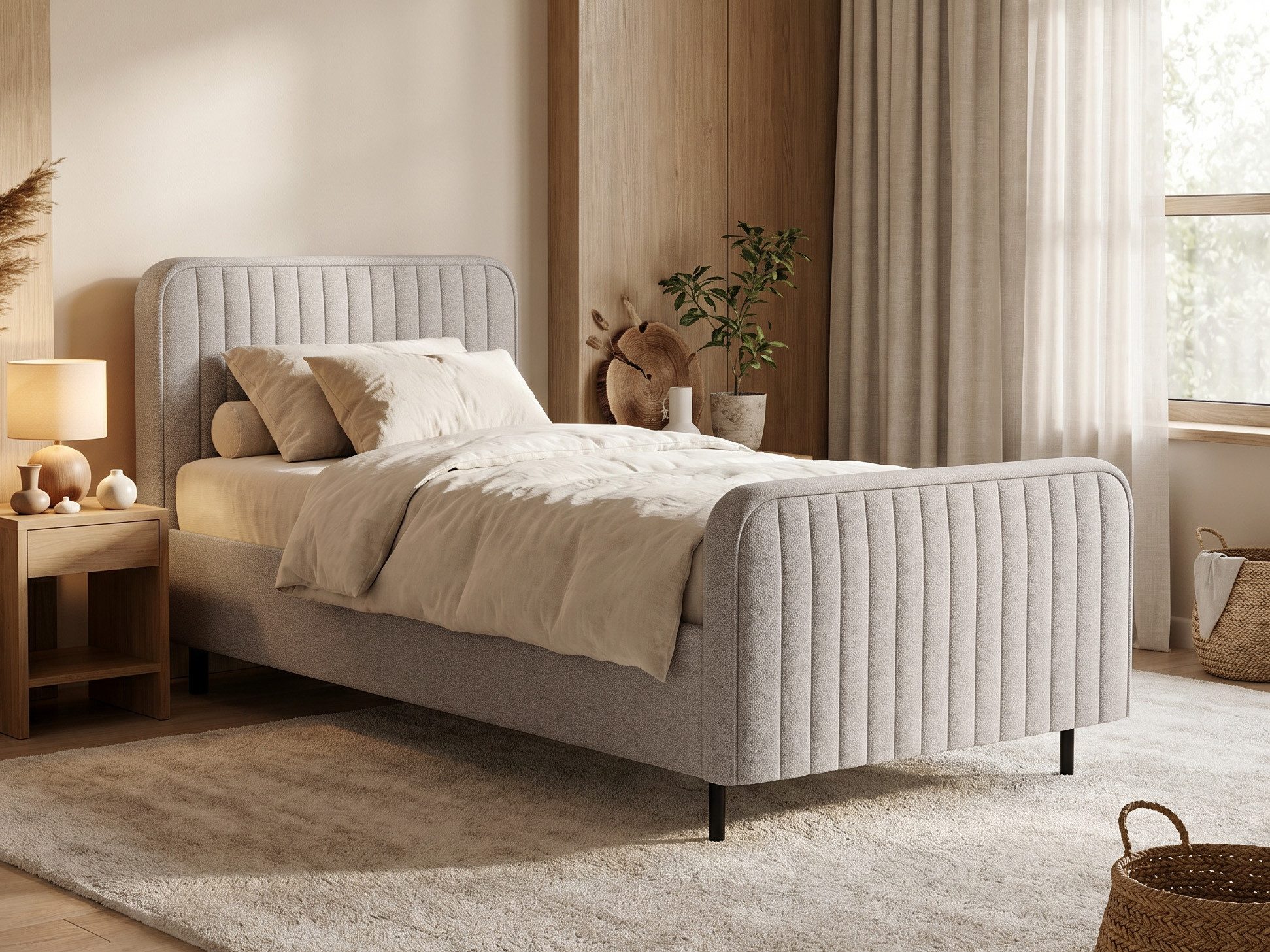 Polsterbett Lami 90x200 Einzelbett mit Bettkasten