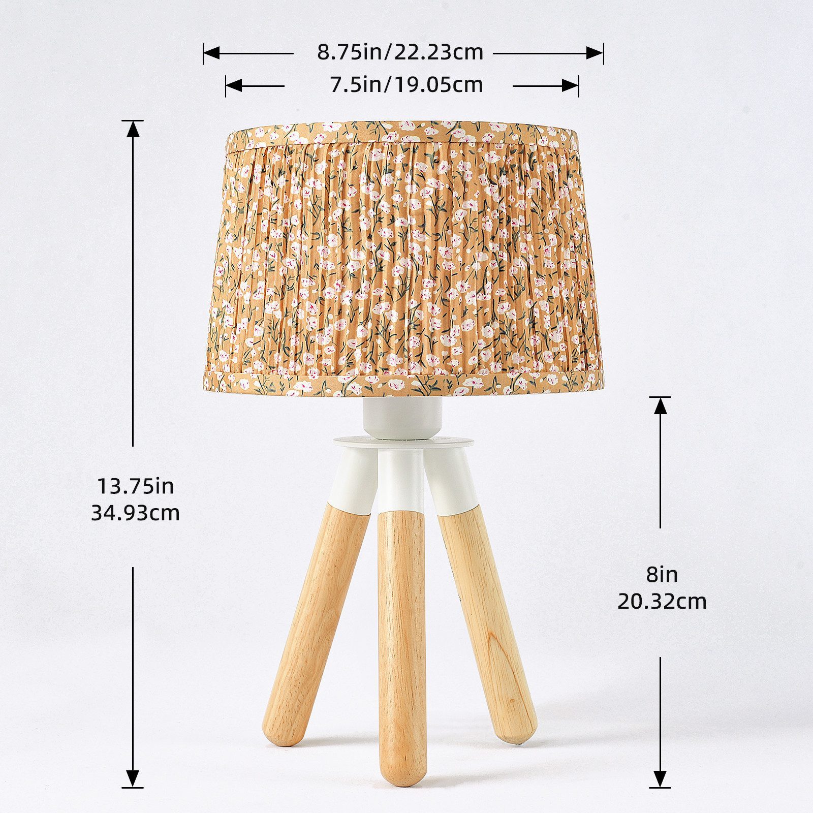 STANBOW Bettleuchte weiße Dreibein-Tischlampe aus Gummibaumholz, ohne Leuchtmittel, tischlampen wohnzimmer, tischlampen mit kabel, tischlampen landhaus – Bild 5 von 5