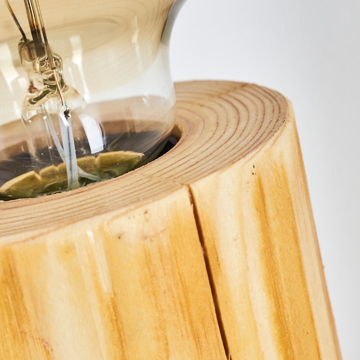 hofstein Tischleuchte »Pontinvrea« moderne Tischlampe aus Holz in Natur/Schwarz, ohne Leuchtmittel, m. An-/ & Ausschalter, Retro/Vintage-Leuchte, E27, m. Lichteffekt