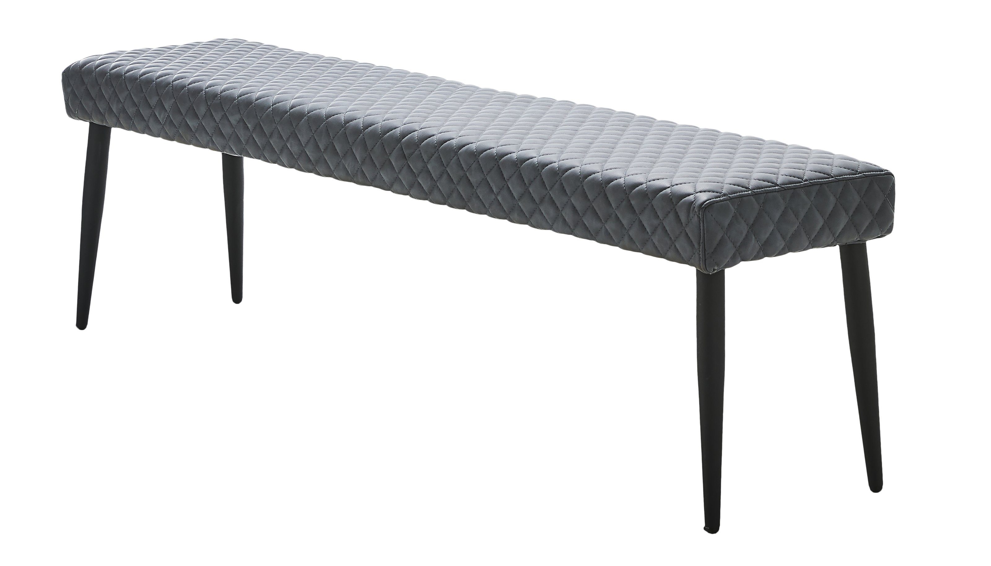 möbelando Sitzbank OTTOWA (B/H/T: 160x46x34 cm), aus Grau PU in Grau mit Absetzungen in Metall Schwarz Lackiert