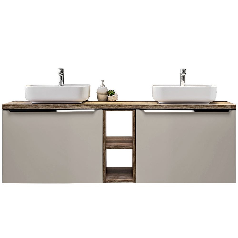 Lomadox Badmöbel-Set PUEBLA-56-TAUPE, (Spar-Set, 6-St), taupe günstig online kaufen