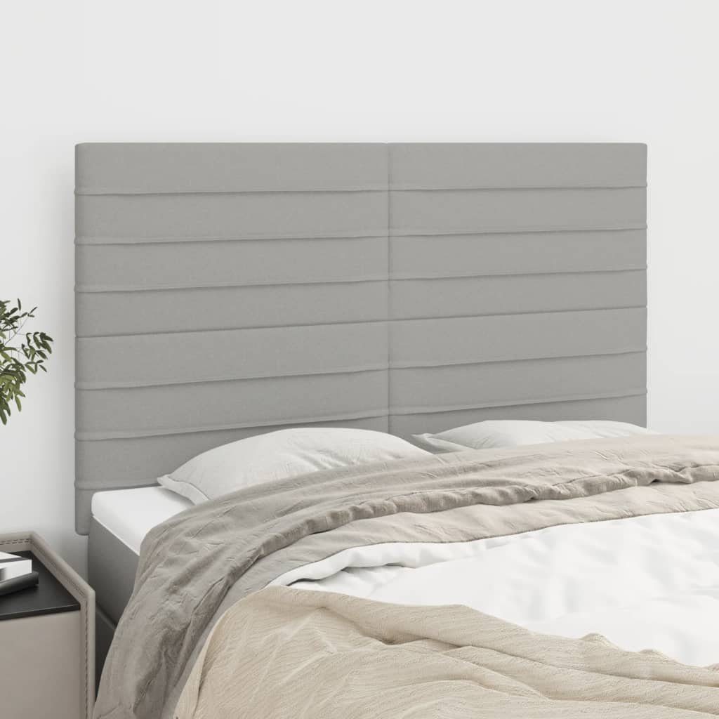 vidaXL Bett Kopfteil Hellgrau 144x5x118/128 cm Stoff (1-tlg)