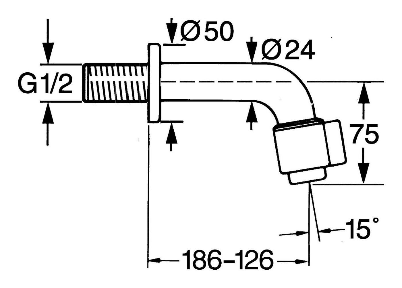 Thumbnail - HANSA Waschtischarmatur Hansaelectra Wandauslaufventil Ausladung 186 mm