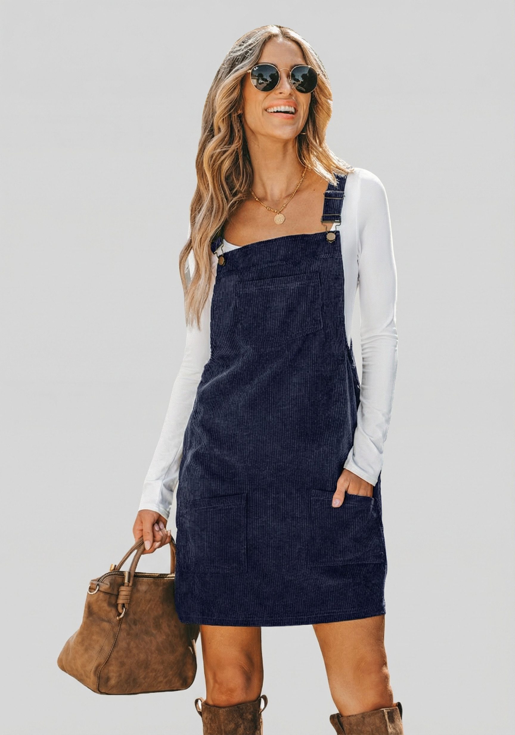 Cupshe Minikleid Corduroy-Fronttasche mit V-Ausschnitt