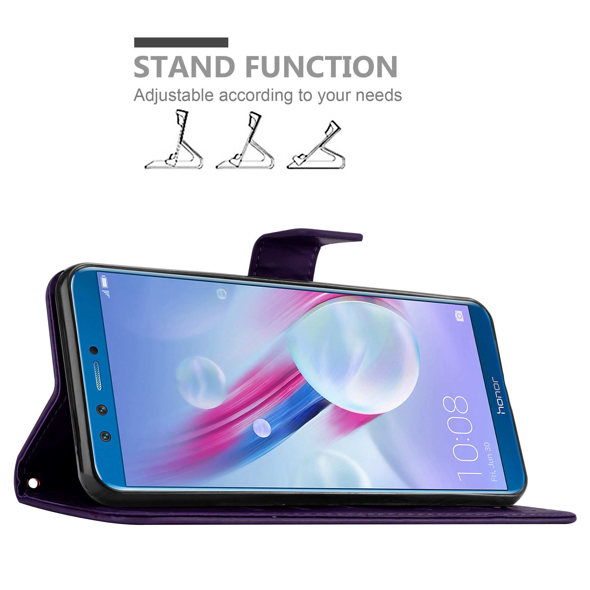 Cadorabo Handyhülle für Honor 9 LITE Hülle Honor 9 LITE, Hülle Schutzhülle Blumen Flower mit Standfunktion Kartenfach Magnet
