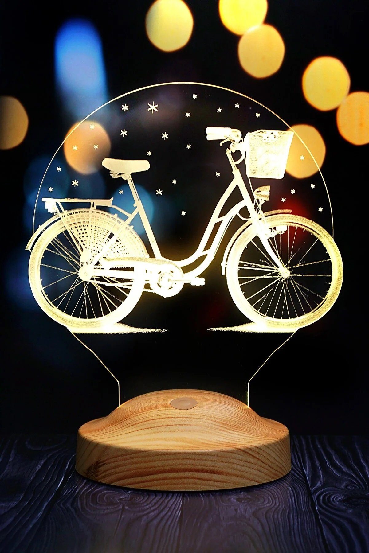 Geschenkelampe LED Nachttischlampe Fahrrad Gravur 3D Lampe