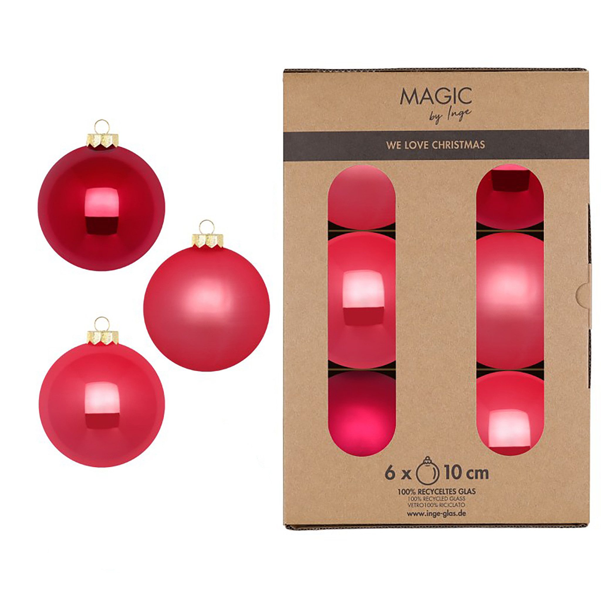 MAGIC by Inge Weihnachtsbaumkugel, Weihnachtskugeln Glas 10cm 6 Stück - Gen günstig online kaufen