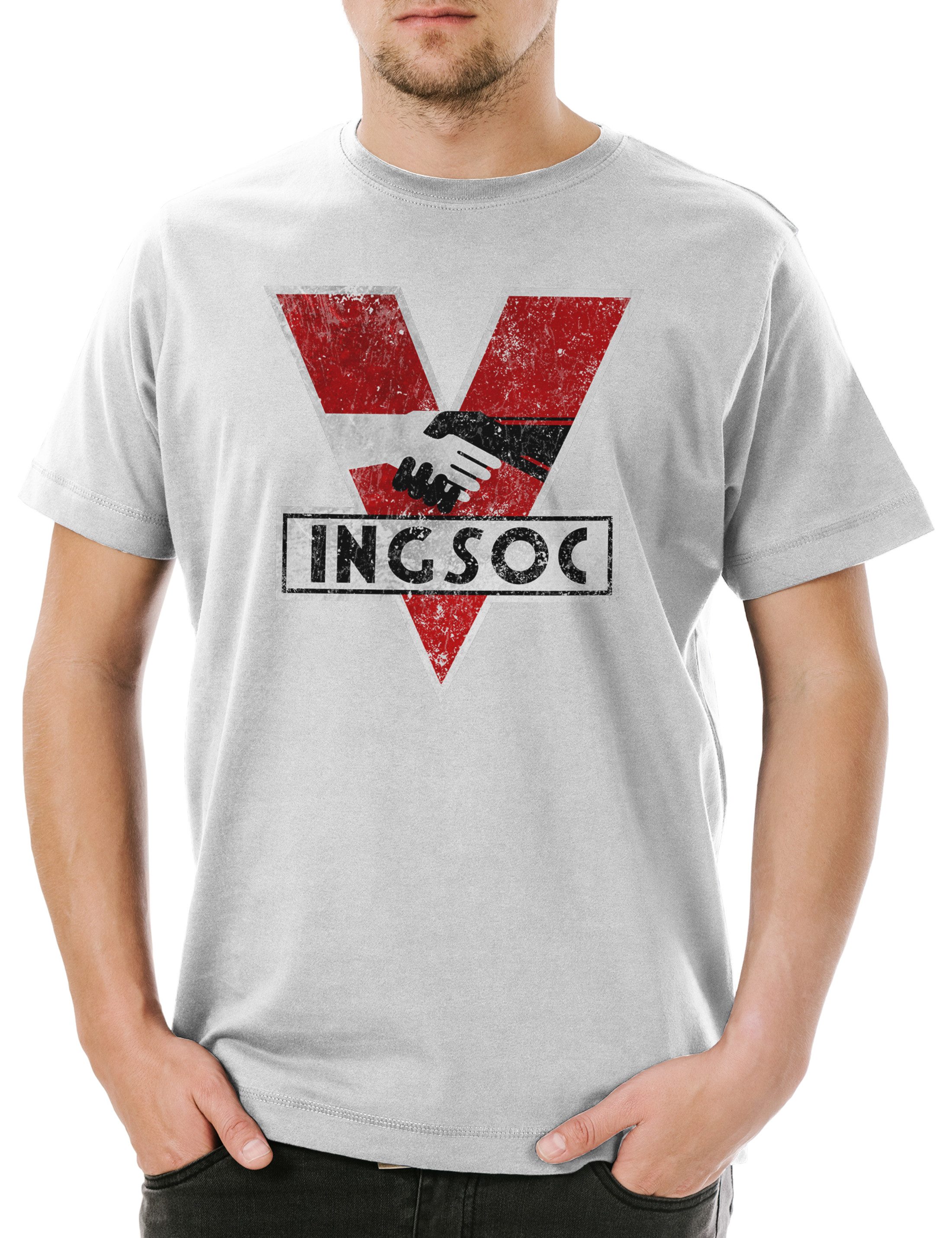 Print-Shirt 1984 Logo Vintage Ingsoc Herren T-Shirt Big Oceania Brother George