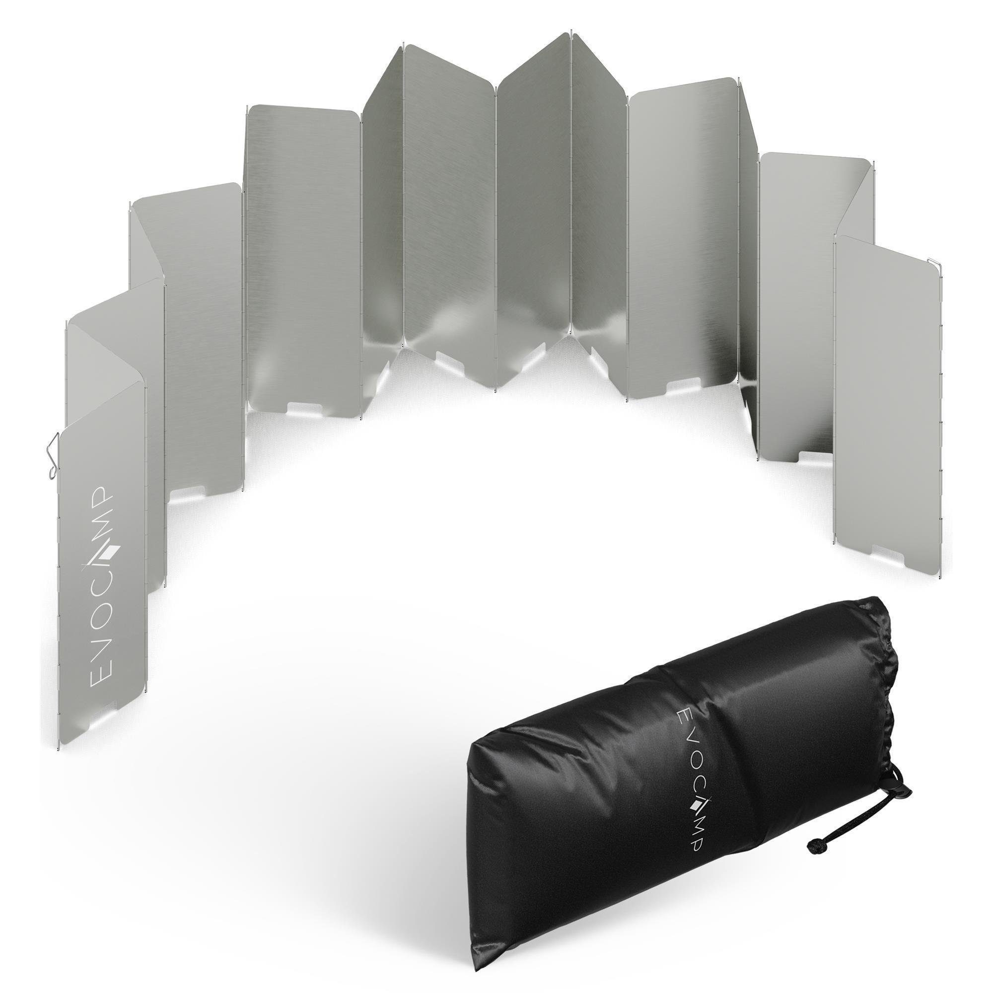 EVOCAMP Gaskocher Windschutz faltbar in 3 Größen inklusive Tasche, Windfang für Outdoor, (16-St), faltbar und vielseitig einsetzbar beim Camping und Outdoor-Grillen