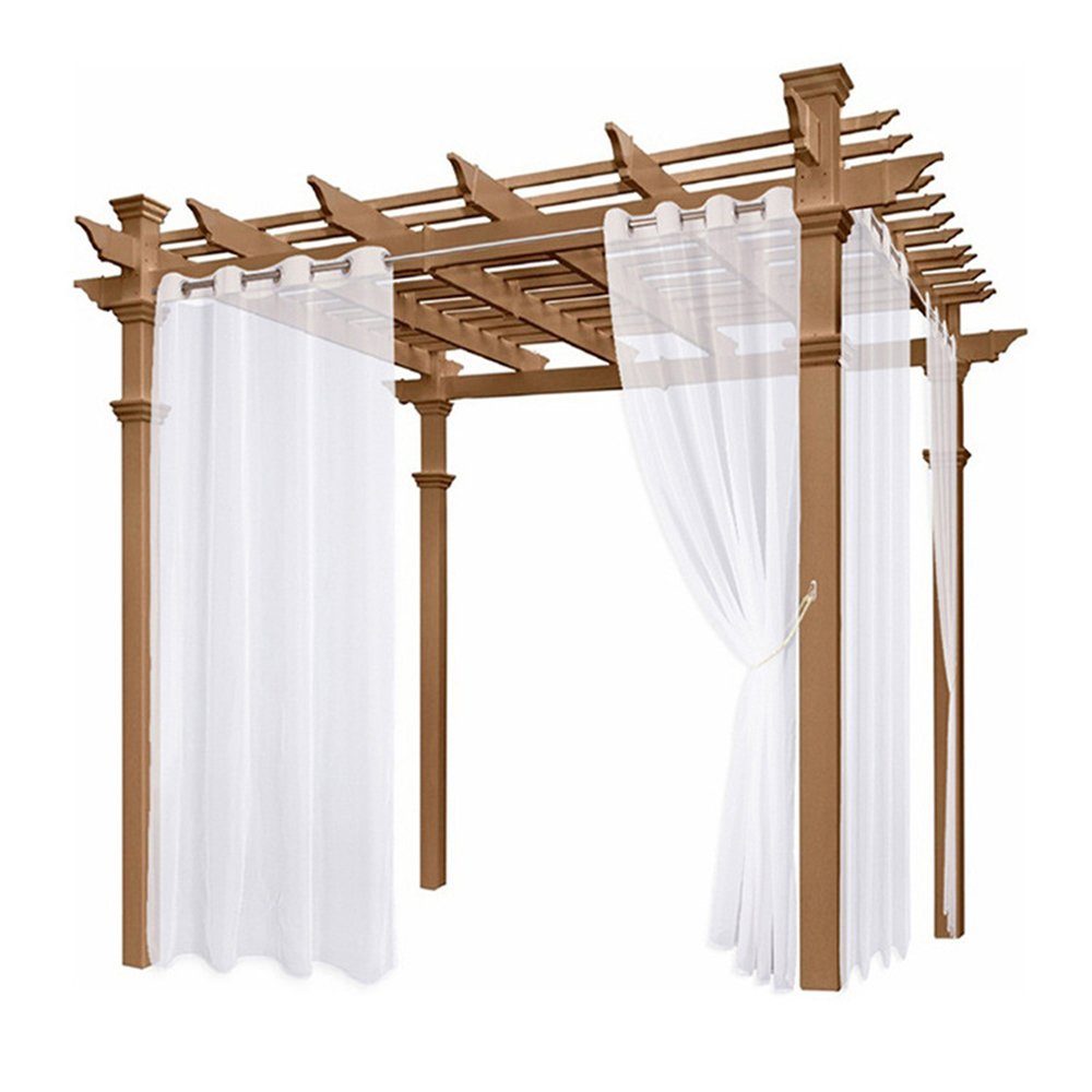 Vorhang Wasserdicht, Leinen, Ösen, für Veranda Hof Terrasse Deko, Rosnek, H×B:213×132;243×132;274×132 St), Weiß (2 Garten Rasen