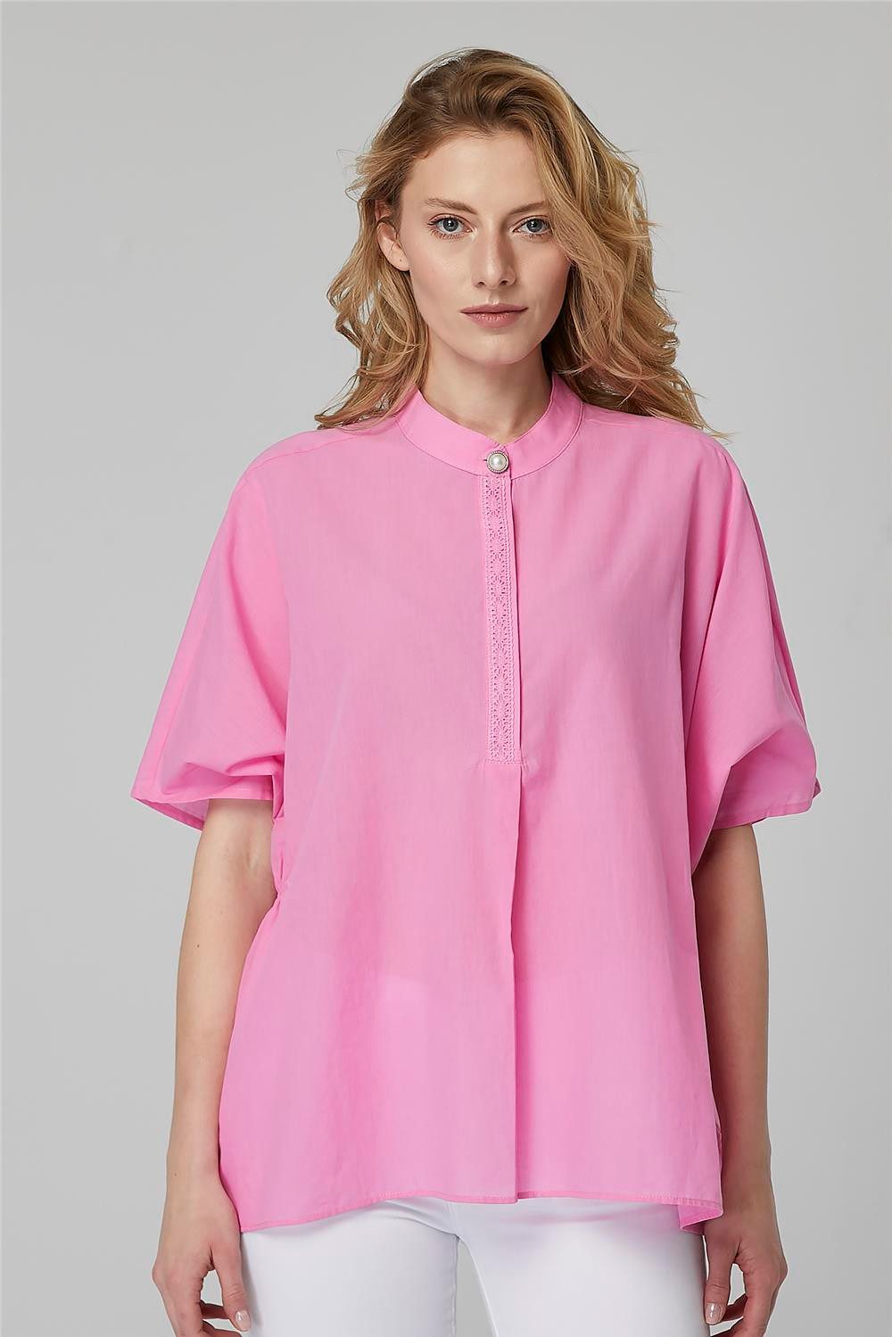 Hemdbluse Rundhals T-Shirt