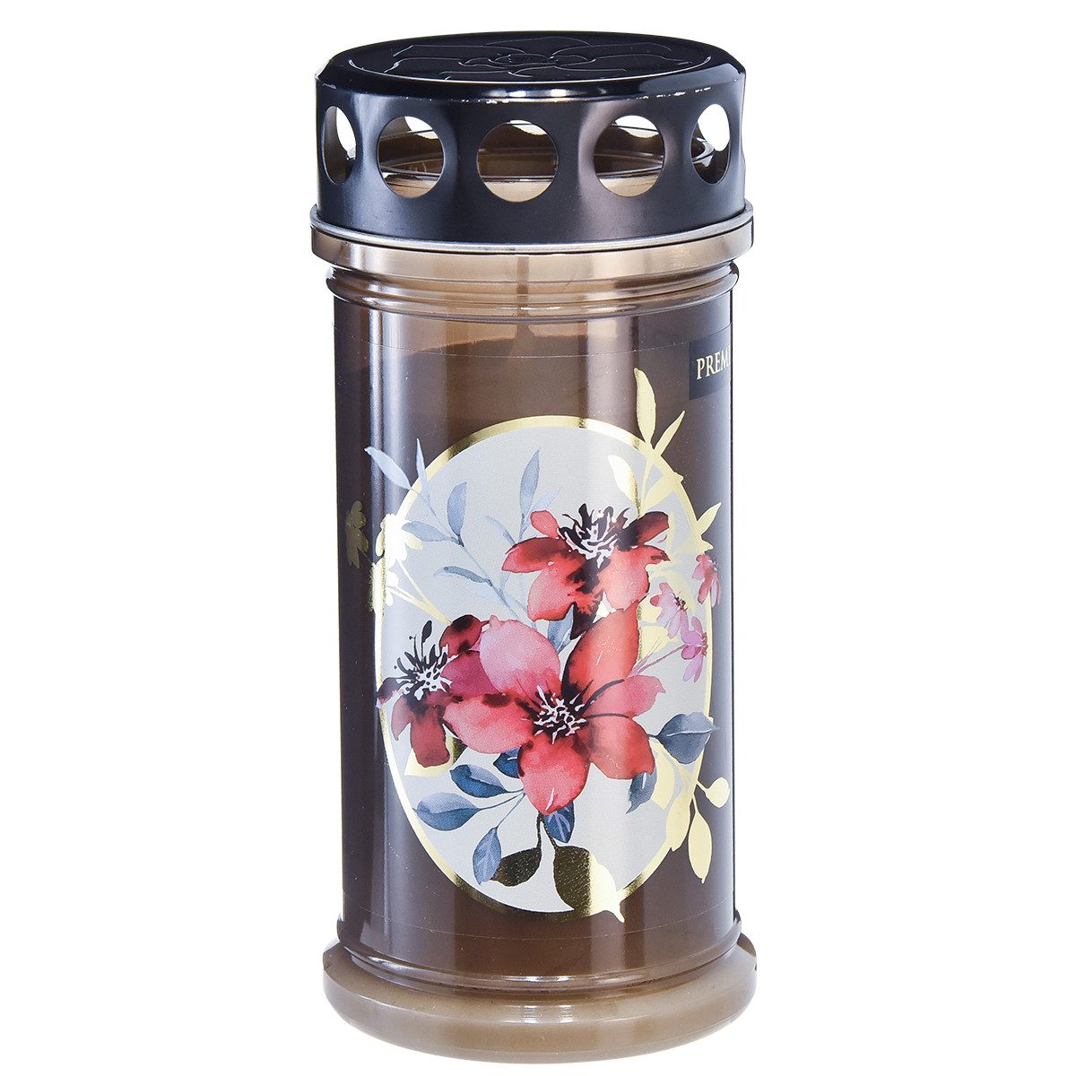 Florists Products Grabkerze Grabkerzen Braun Blumen Ø7,5cm 6er Set Friedhof Lichter, 6 Stück