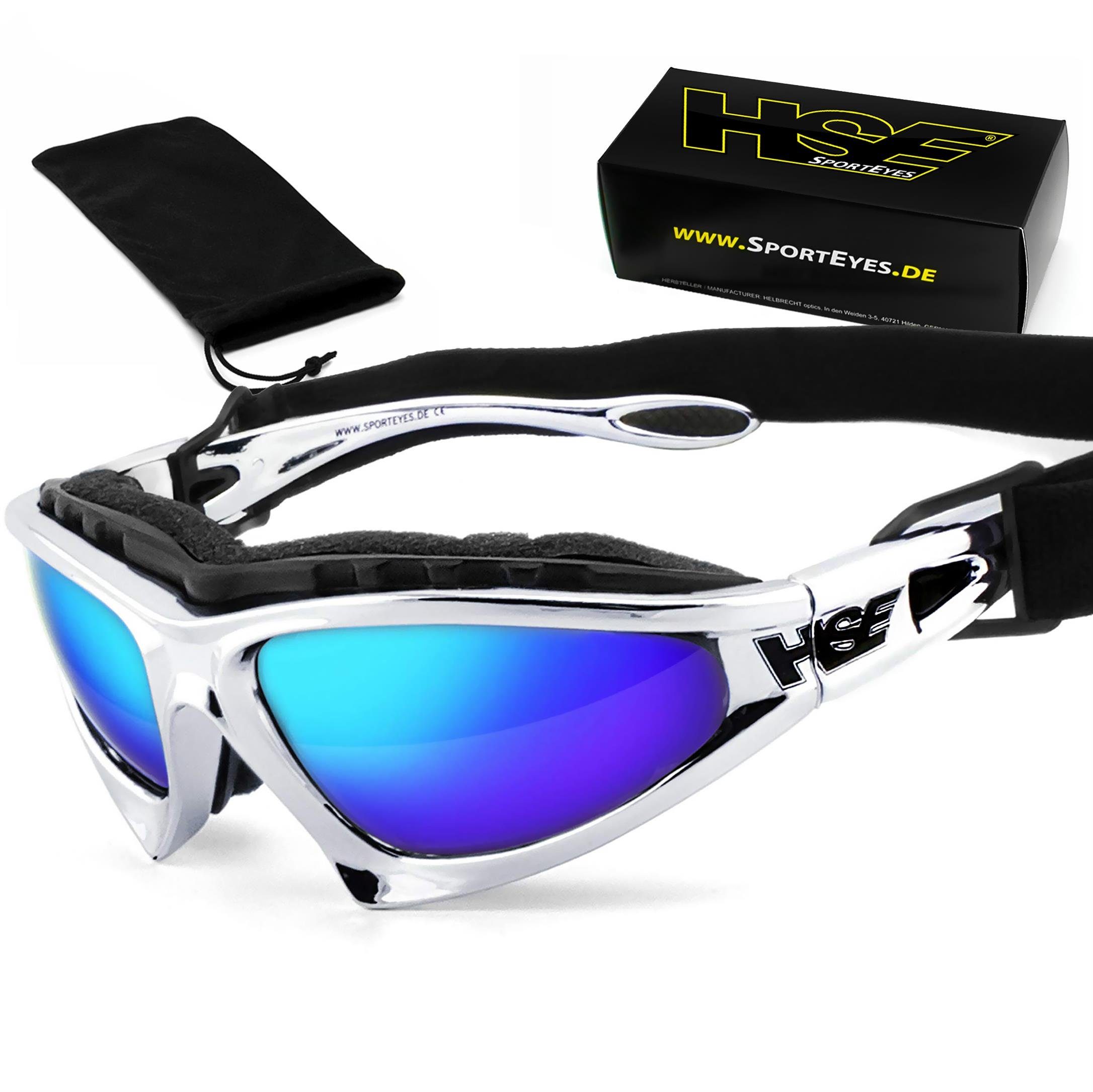 HSE - SportEyes Motorradbrille FALCON-X, Steinschlagbeständig durch Kunststoff-Sicherheitsglas Blue | Brillen