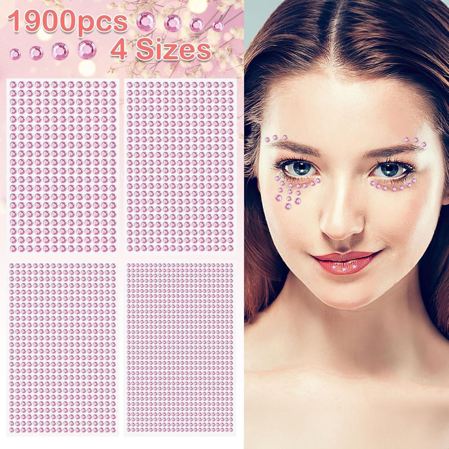 LuxusKollektion Sticker Glitzersteine Selbstklebend 1900 Stück 3mm 4mm 5mm 6mm PINK
