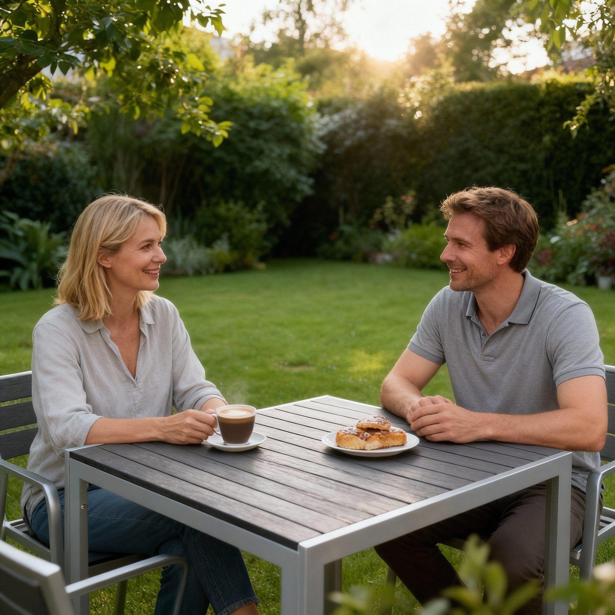 TLGREEN Gartentisch Aluminiumrahmen Quadratisch (75x75cm WPC Balkontisch Wetterfest, Quadratisch Terrassentisch, 1 Tisch), Esstisch Outdoor, Hitze- und Wetterbeständig, rutschfest-schwarz