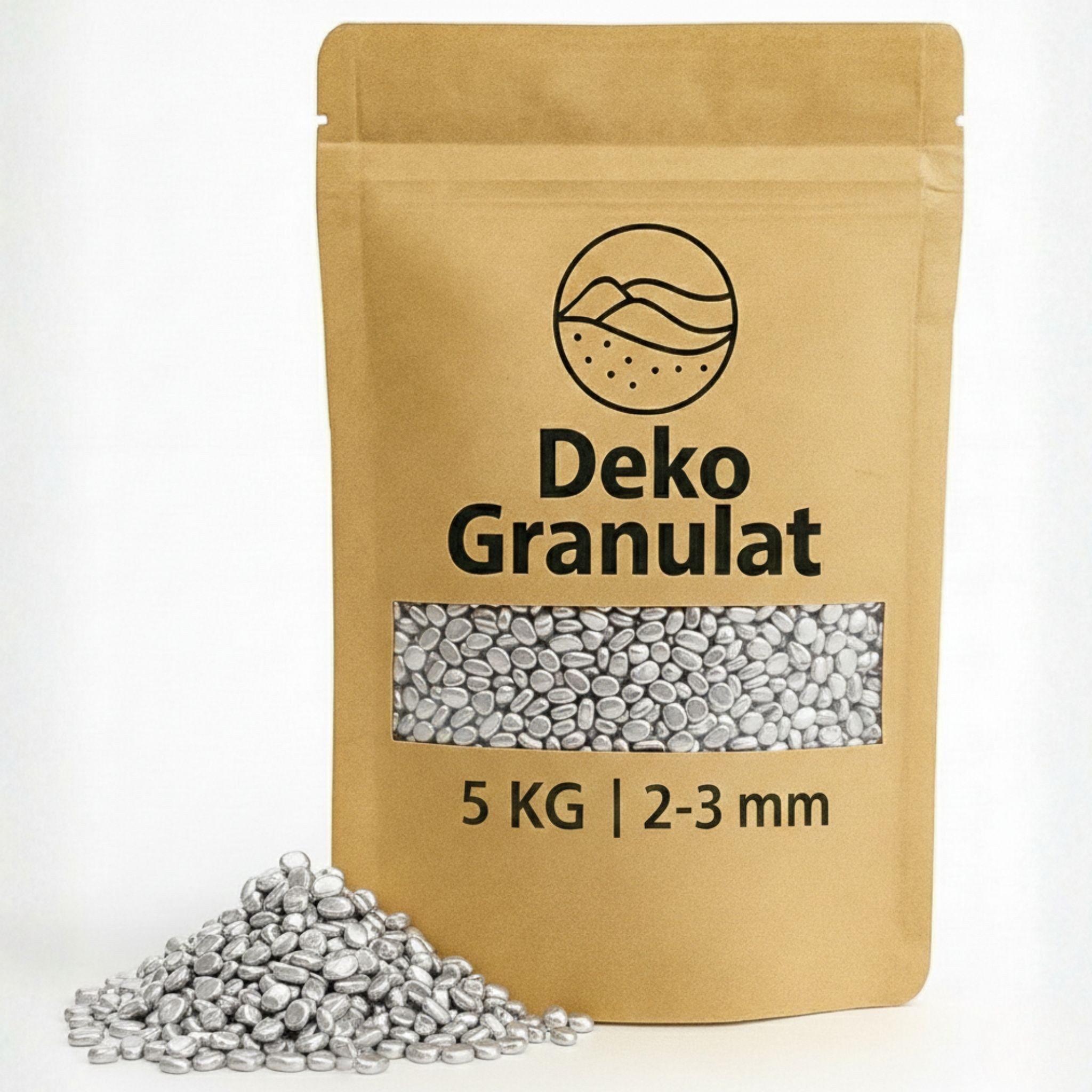 matches21 HOME & HOBBY Deko-Granulate Deko-Granulat 5 KG silber Ø 2-3 mm Vasen Glas-Füllung Streudeko, (1 St), Kleine bunte Deko-Steine als Tischdeko Hochzeitsdeko