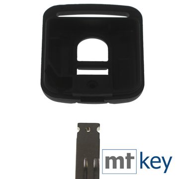 mt-key Auto Schlüssel Austausch Gehäuse 2 Tasten + Rohling + passende CR2032 Knopfzelle, CR2032 (3 V), für Nissan Qashqai Micra Note X-Trail Almera Funk Fernbedienung