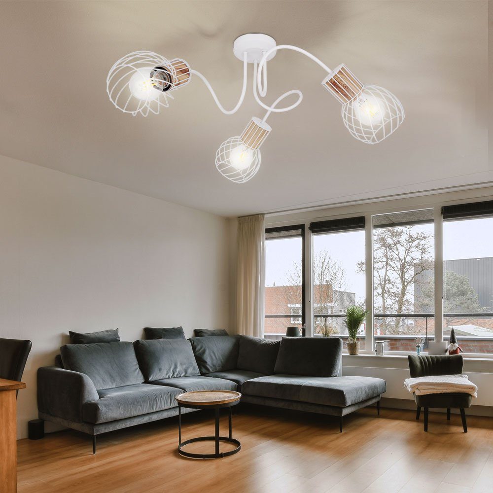 GLOBO LIGHTING Deckenspot, Leuchtmittel nicht inklusive, Rondell Decken Leuchte weiß Wohn Ess Zimmer Beleuchtung Gitter