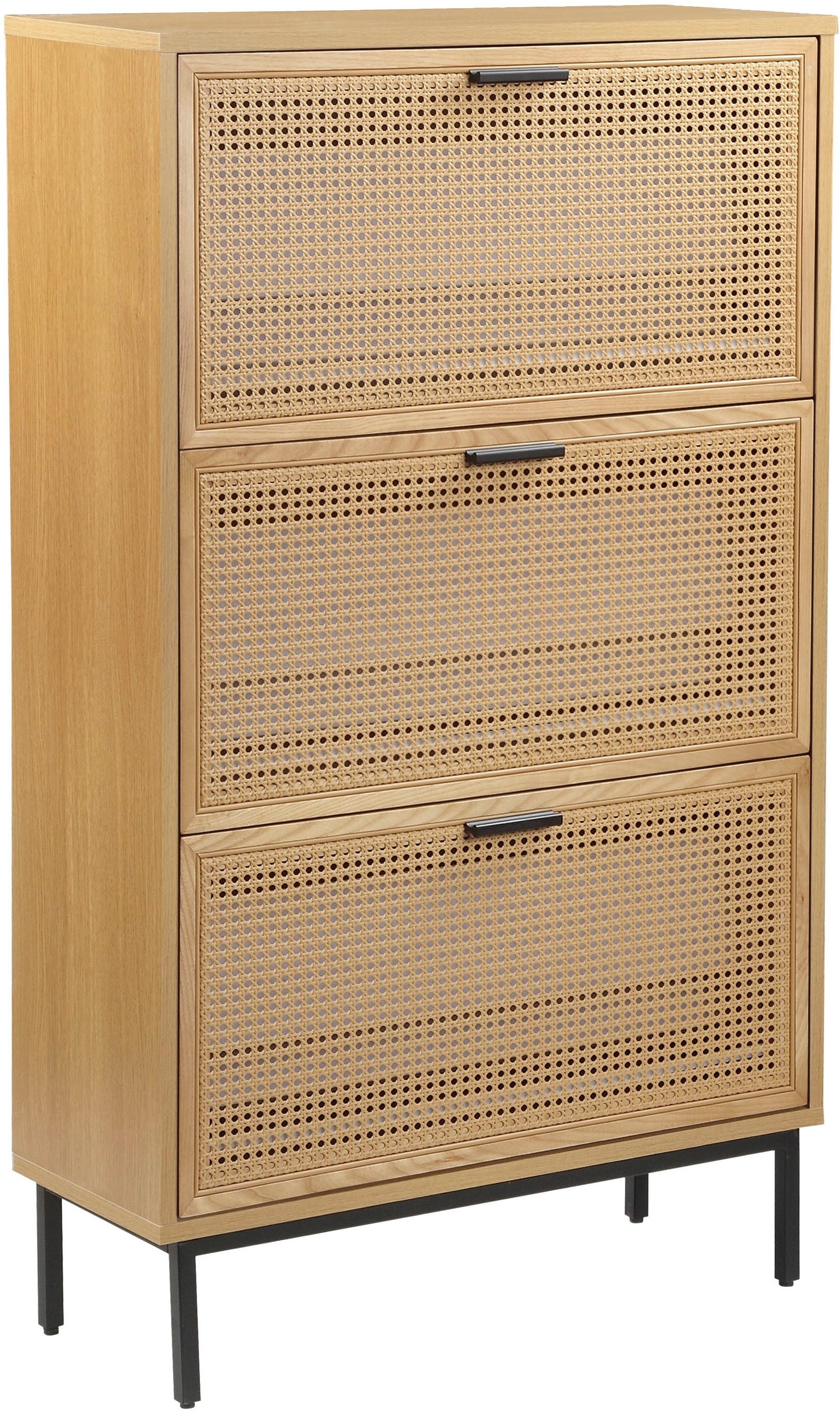 OTTO home Schuhschrank Feines aus massiver Esche, Metallgestell mit Pulverbeschichtung, Breite 80 cm