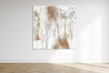 YS-Art Gemälde Potenzial, Abstraktion, Leinwand Bild Handgemalt Abstrakt Kupfer Quadratisch
