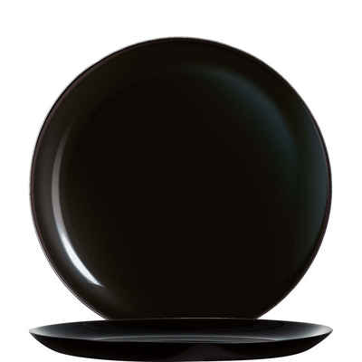 Arcoroc Speiseteller Evolutions Black, Coupteller flach 27cm Glas gehärtet Schwarz 6 Stück