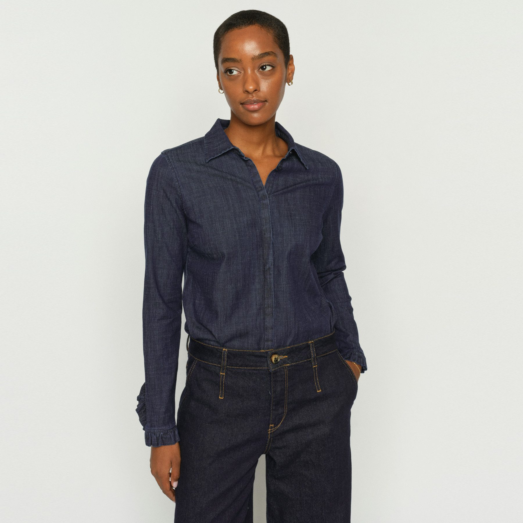 Mos Mosh Langarmbluse MOS MOSH Bluse MATTIE FLIP mit Baumwolle - Dark Blue