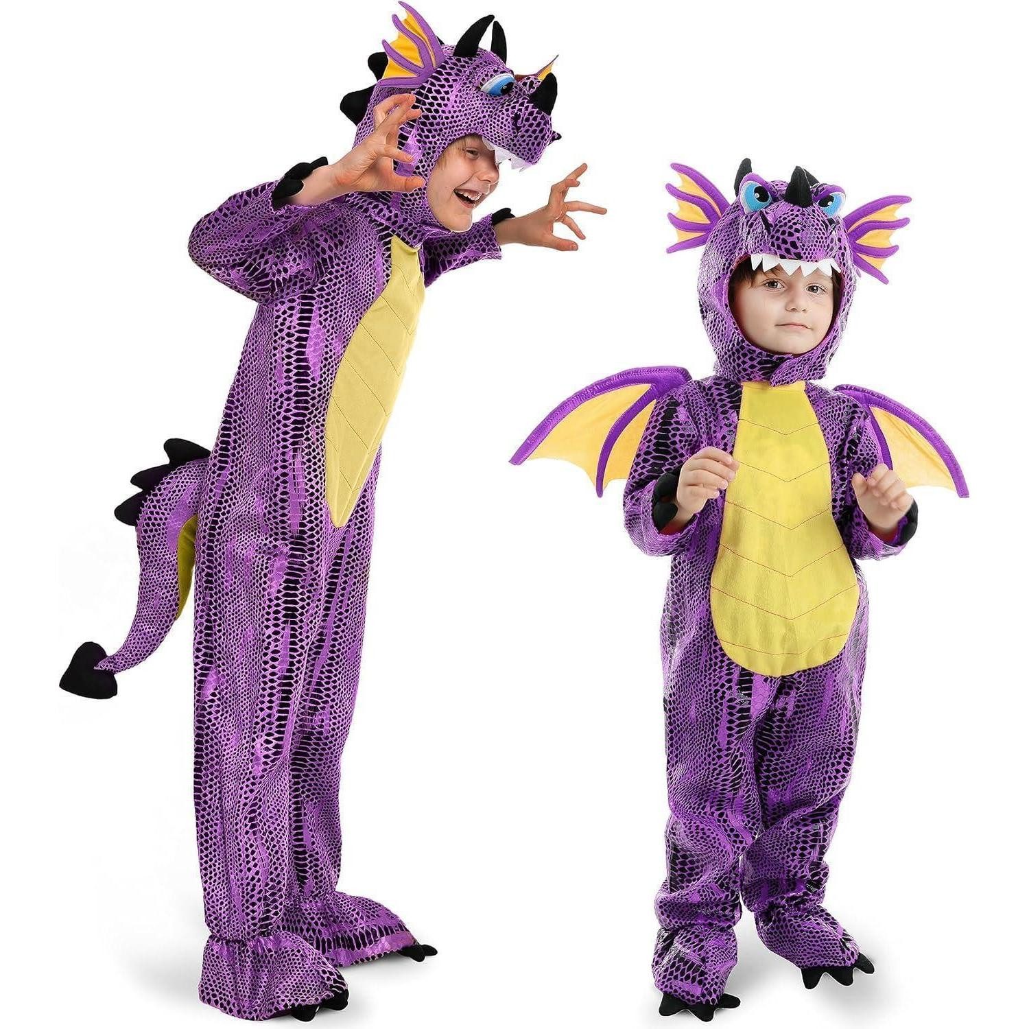 LuxusKollektion Maskottchen-Kostüm Kostüm Halloween Kind Unisex Drache Dinosaurier Small (5-7 yrs) Lila