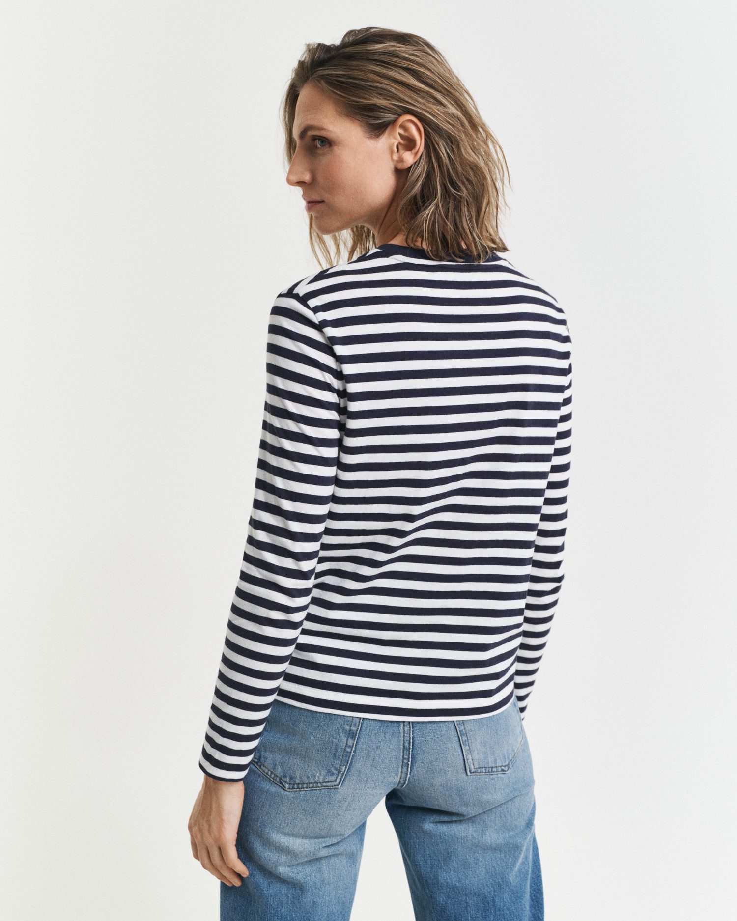 Gant Langarmshirt REGULAR STRIPED SHIELD Regular fit mit Rundhalsausschnitt günstig online kaufen