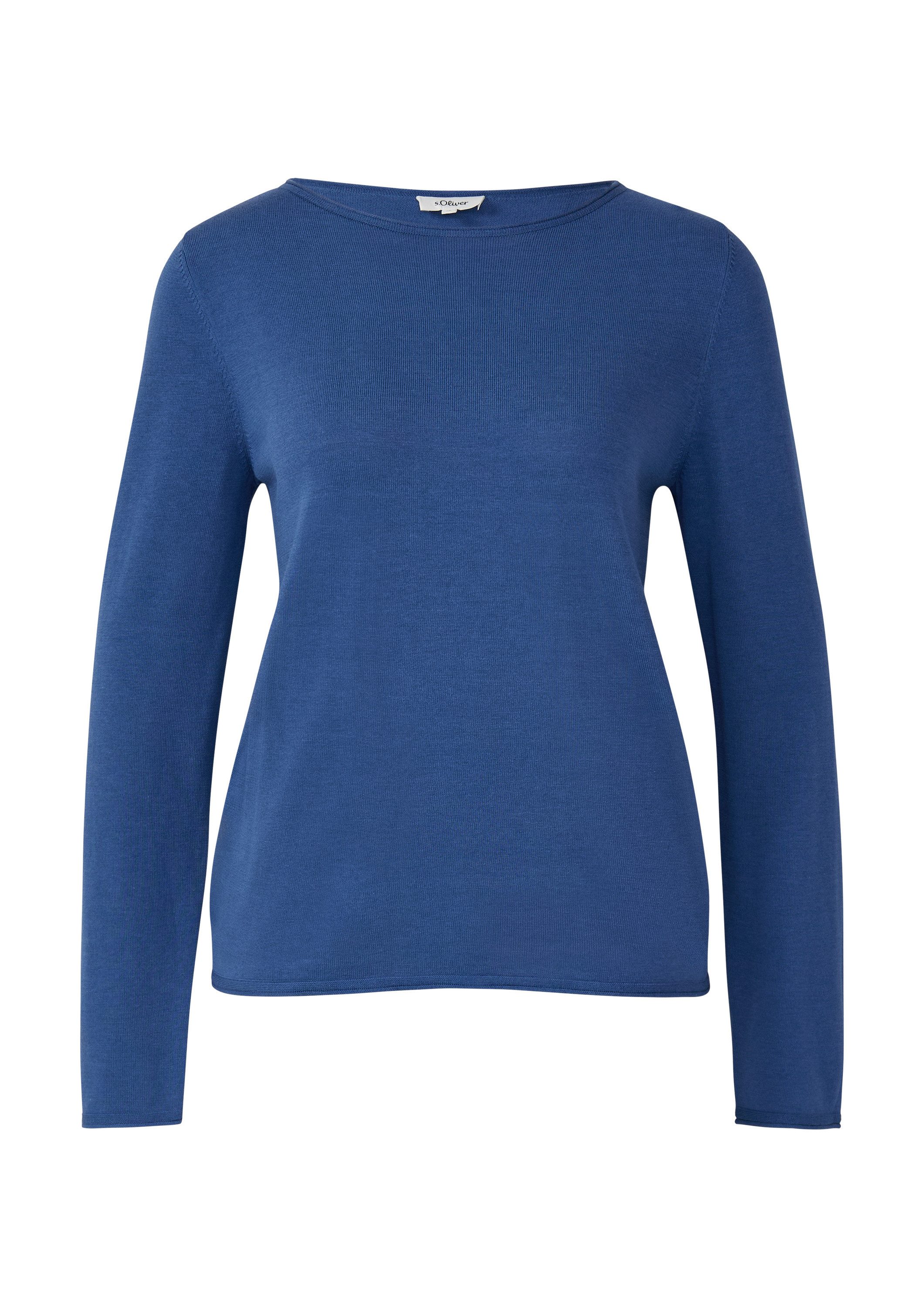 s.Oliver Longpullover Strickpullover Weicher Feinstrickpullover mit Rollkanten