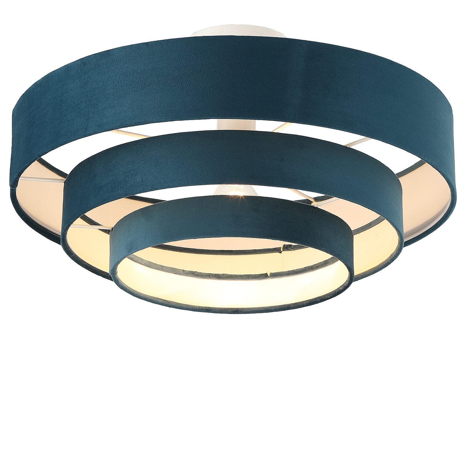 STANBOW Deckenleuchte Deckenlampe Einziehbarer Lampenschirm,Beige Triple Velvet Kronleuchter, LED wechselbar, Dimmbar LED fest integriert,3 CCT lampe für Schlafzimmer,Küche,Büro