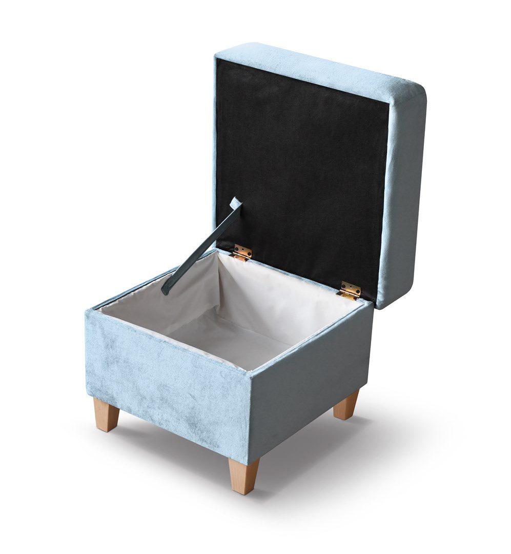 Beautysofa Hocker TANGO mit Stauraum (Moderner Hocker, mit Holzbeinen), Kompakter Fußhocker aus Velours