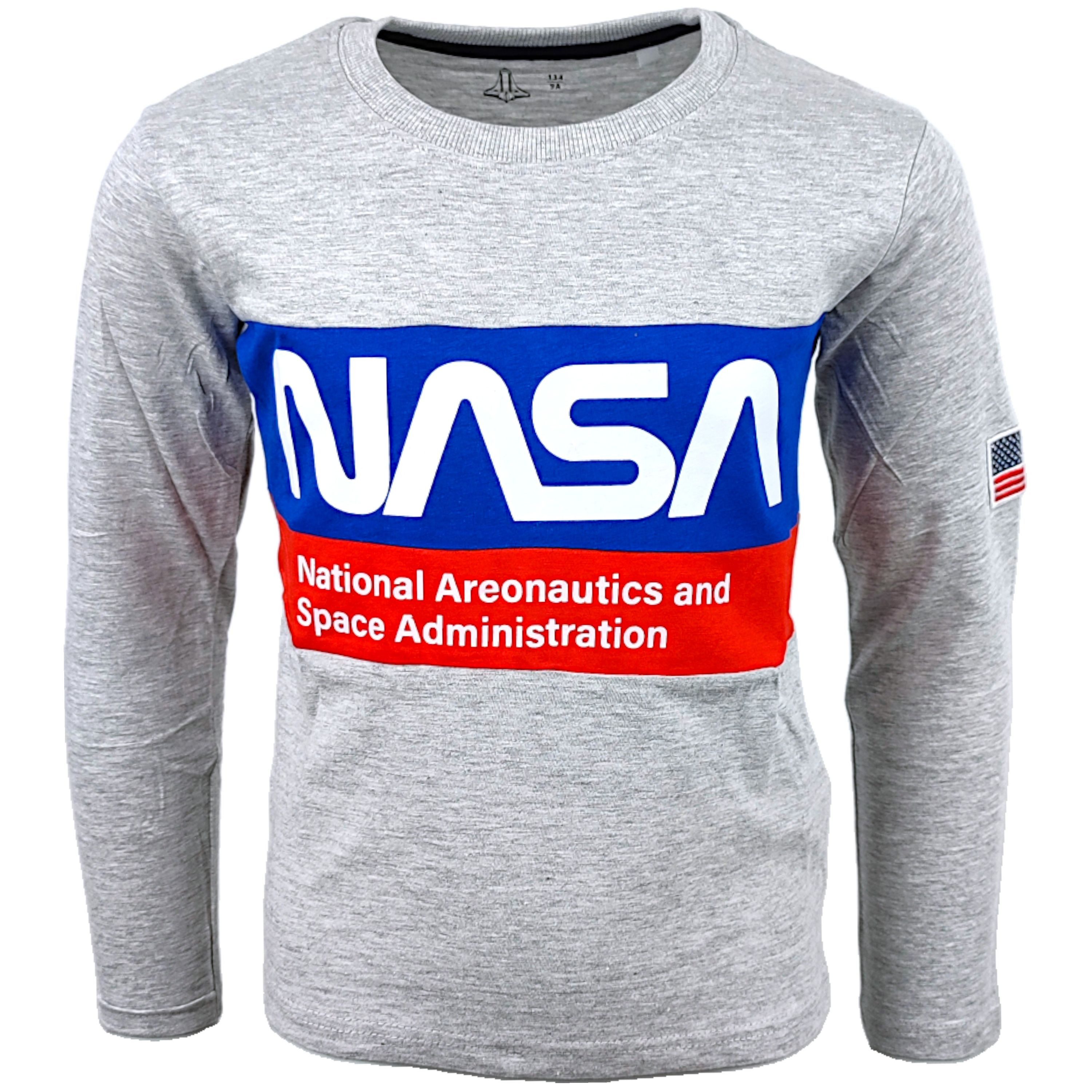 NASA Langarmshirt mit dem NASA-Logo Jungen Shirt aus Baumwolle Gr. 134 - 164 cm