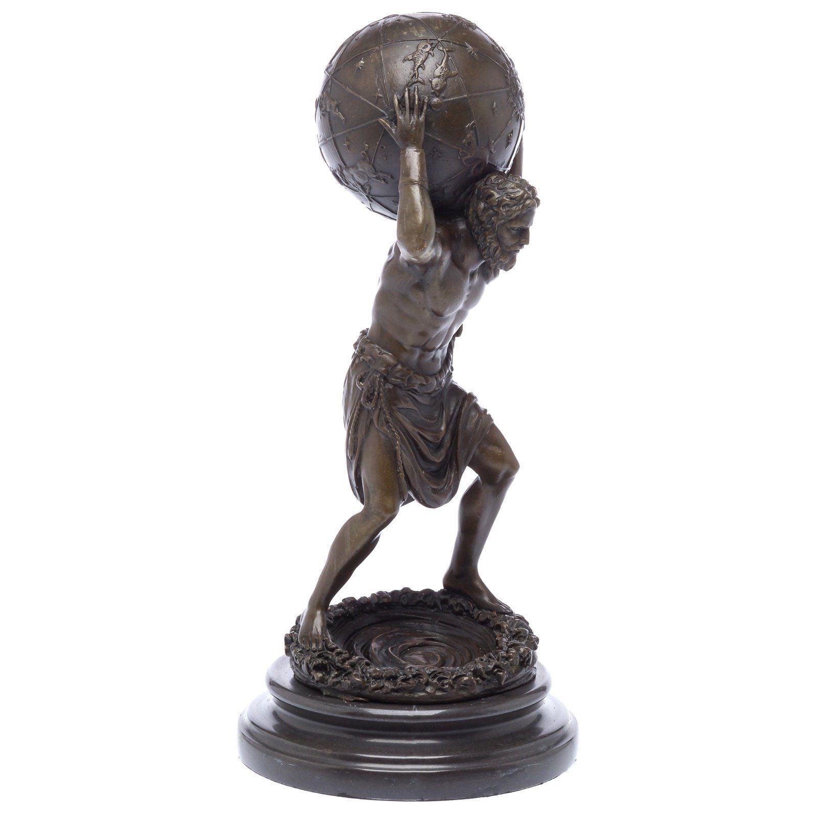 Aubaho Skulptur Bronzeskulptur Atlas Träger der Weltkugel Mann Bronze Skulptur Figur s