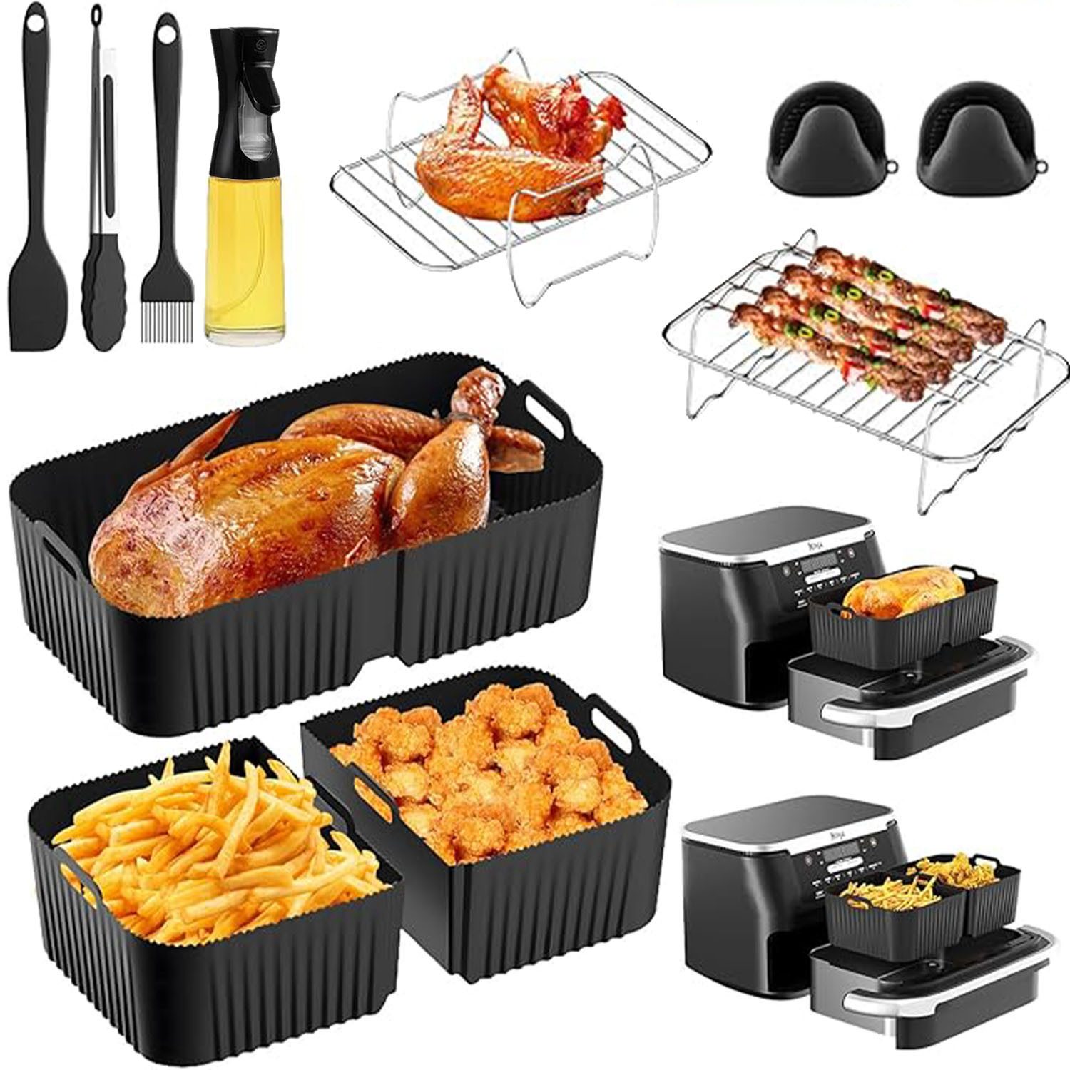 Küchenmaschinen Zubehör-Set 15-teiliges Heißluftfritteuse Zubehör Airfryer Zubehör für Ninja Foodi
